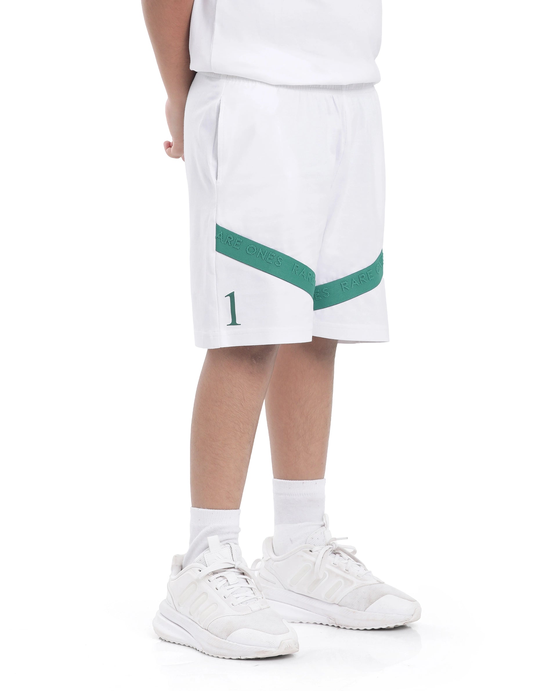 Rare Ones Kids Kam White Cotton Pigment Print Shorts