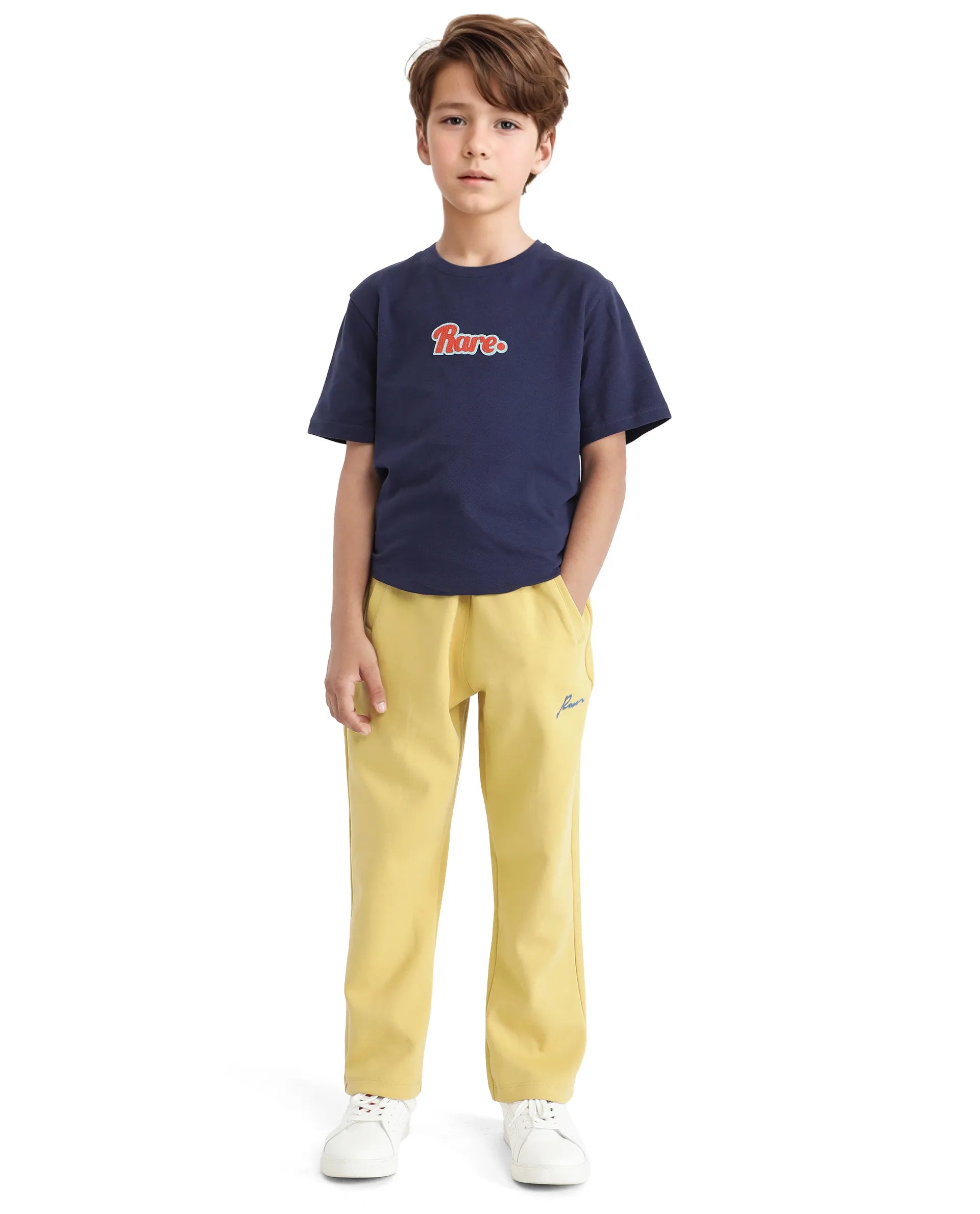 Rare Ones Kids Kan Yellow Cotton Poly Flock Print Trackpant