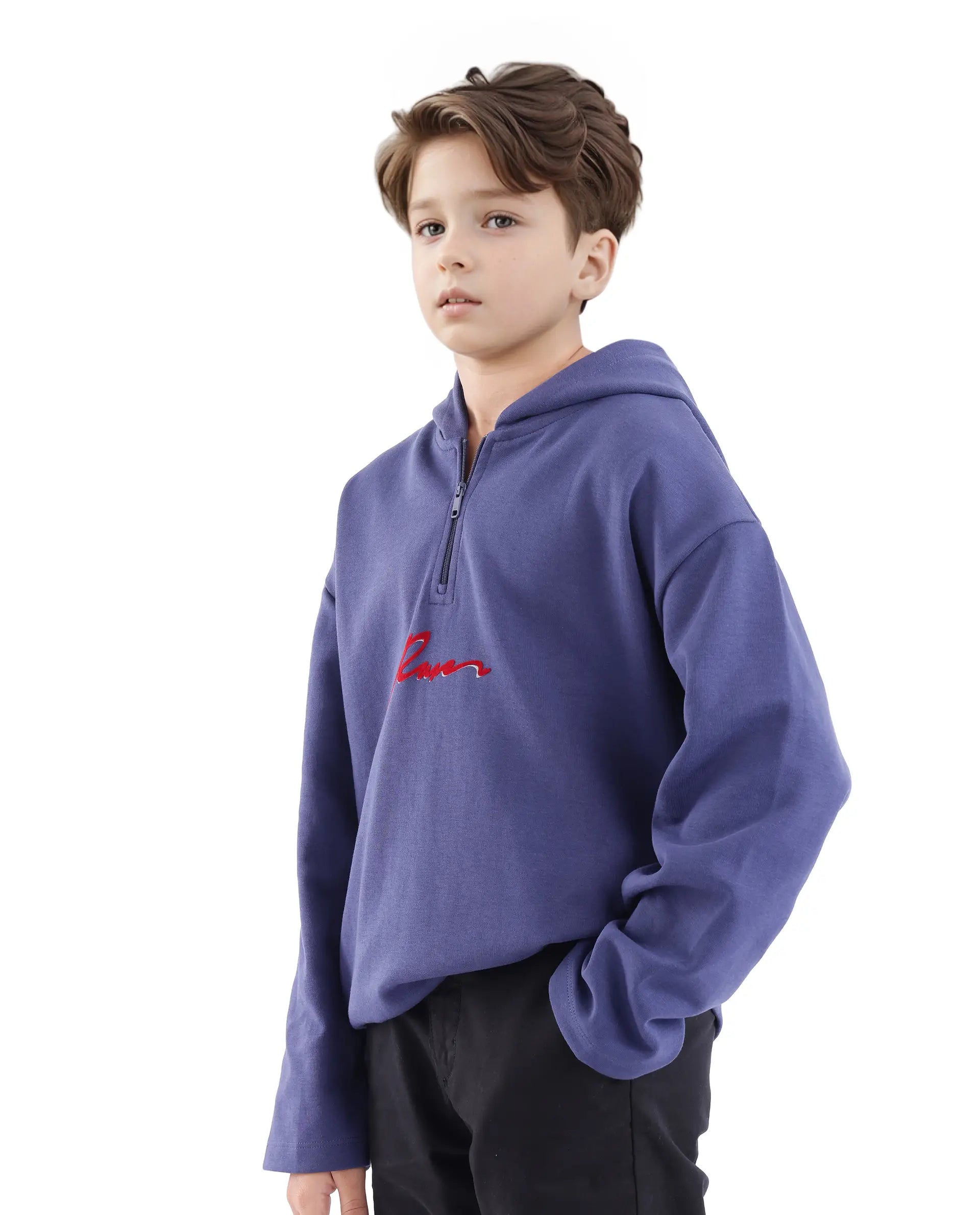 Rare Ones Kids Kanzy Navy Cotton Poly Full Sleeve Flock Print Sweatshirt