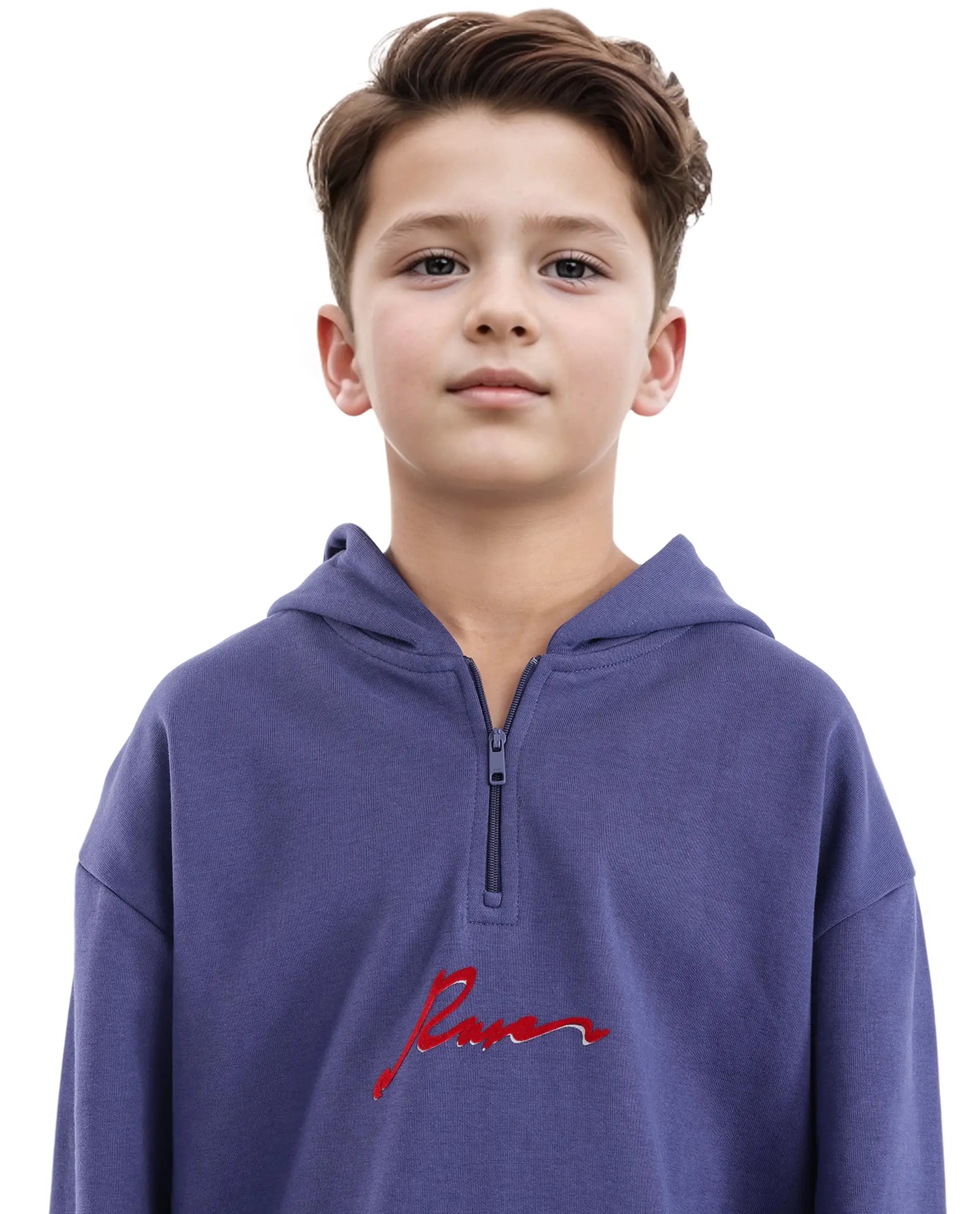 Rare Ones Kids Kanzy Navy Cotton Poly Full Sleeve Flock Print Sweatshirt