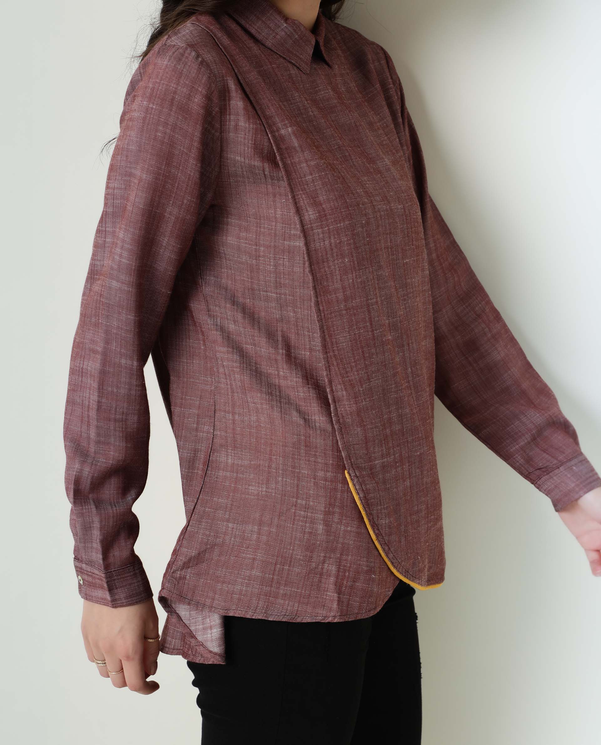 Rareism Womens Kara Brown Top Polycotton Fabric Full Sleeves Collar Neck