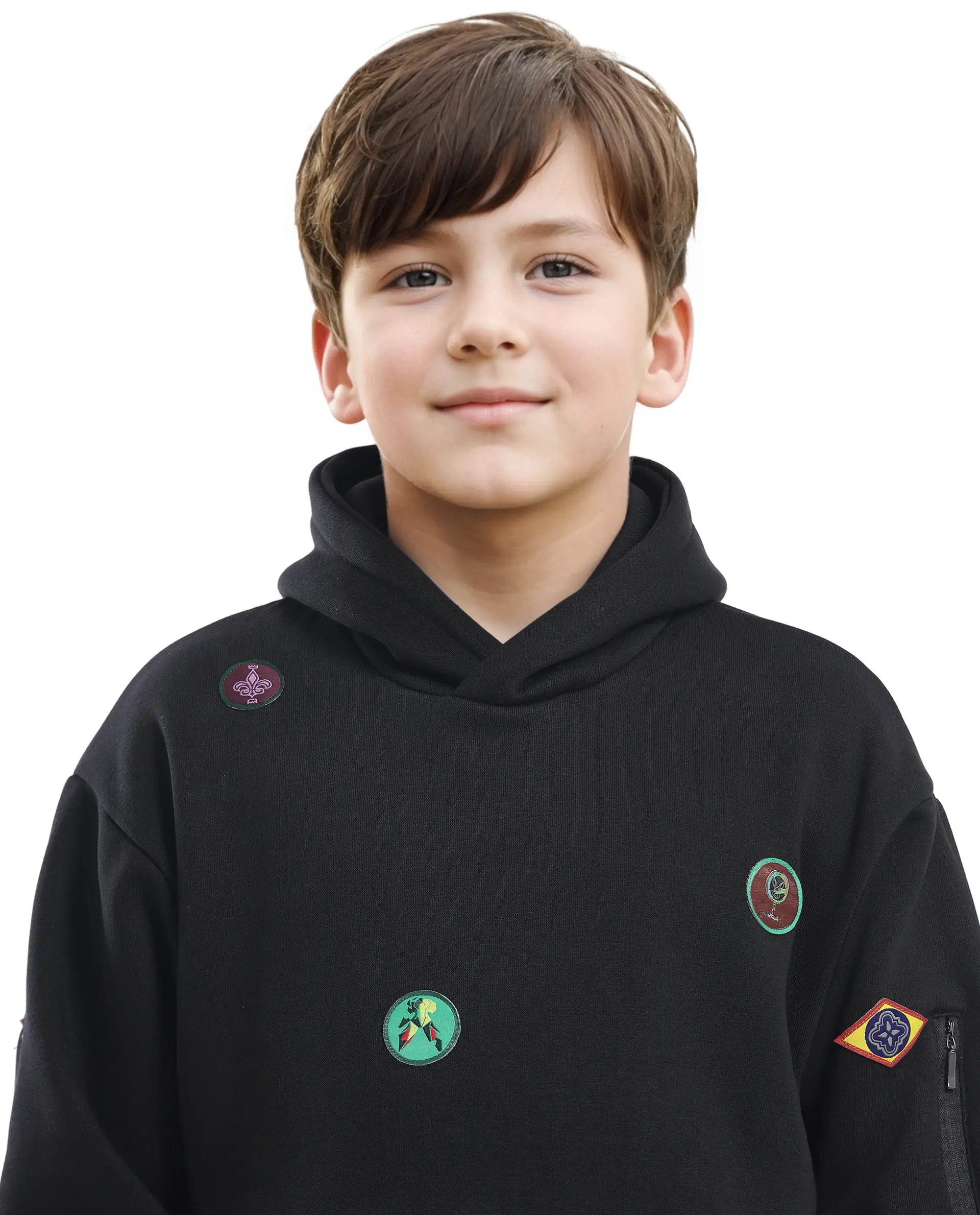 Rare Ones Kids Kar Black Cotton Poly Full Sleeve Applique Sweatshirt