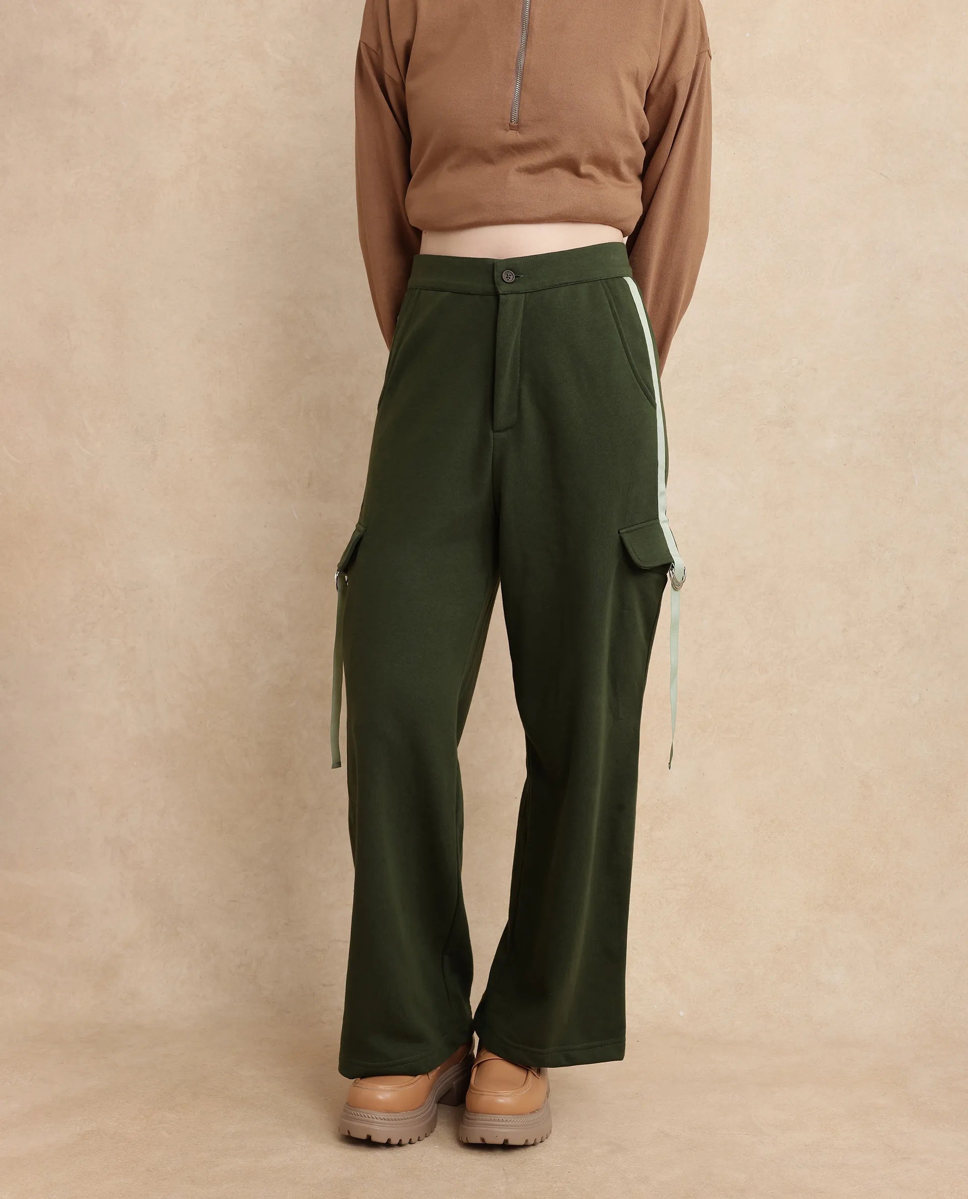 Rareism Women Kar Olive Plain Track Pant