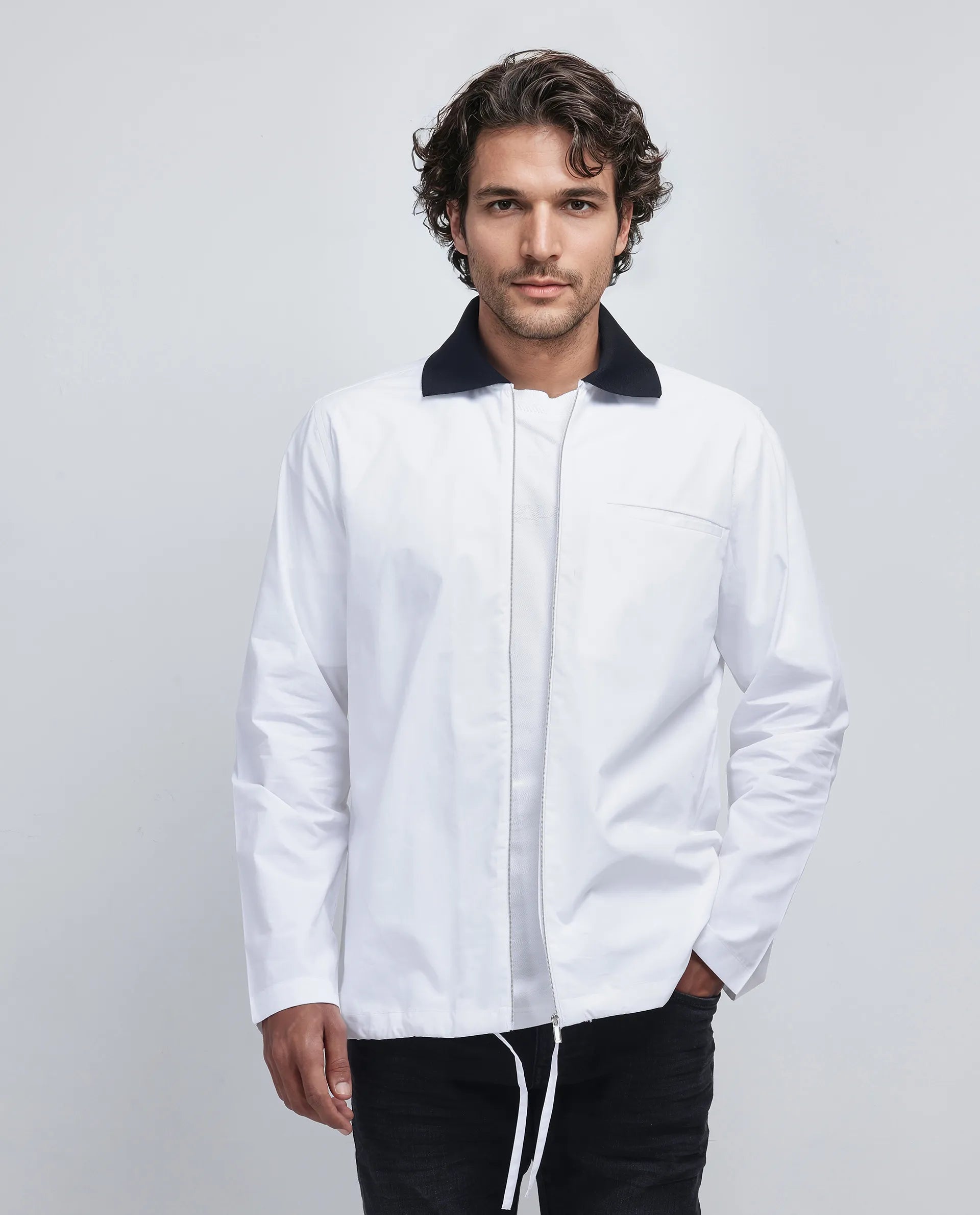 Rare Rabbit Men's Kax White Cotton Fabric Full Sleeve Collared Neck Button Closure Relaxed Fit Plain Shirt