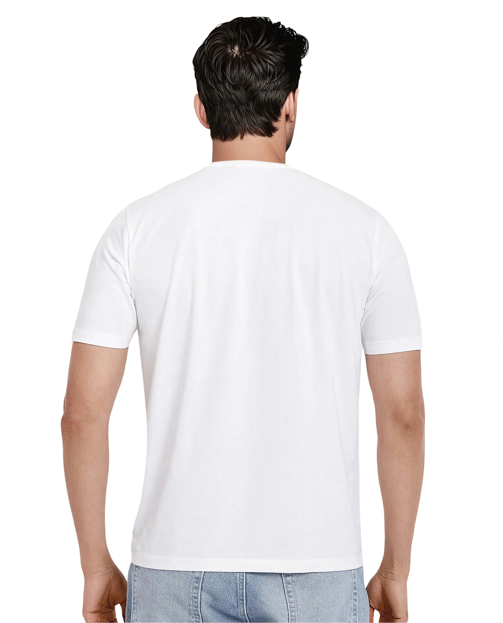 Rare Rabbit Men Keat White Short Sleeves Crew Neck Regular Fit Hd Graphic Print T-Shirt