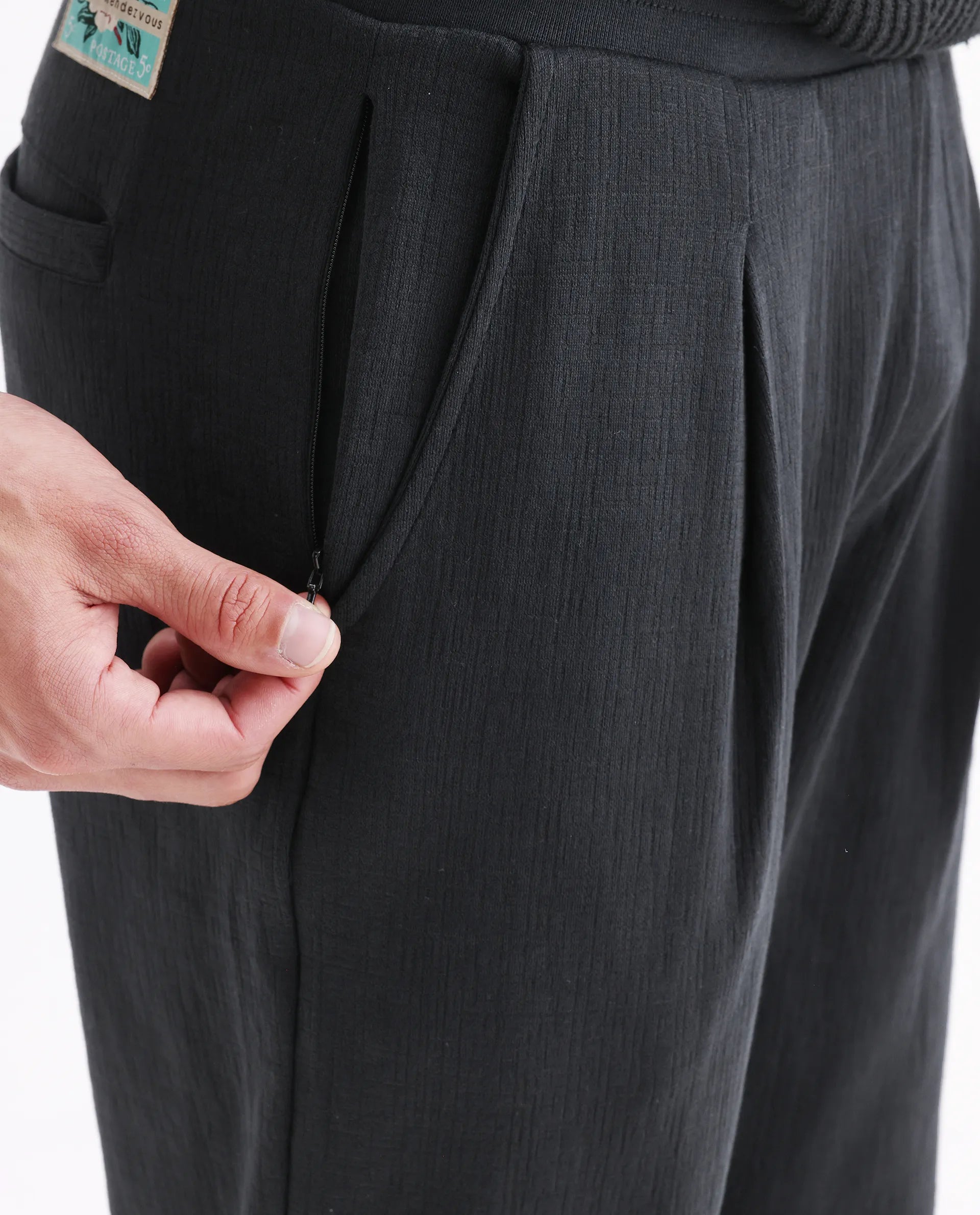 Rare Rabbit Men's Kelo Black Cotton Blend Plain Regular Fit Trouser