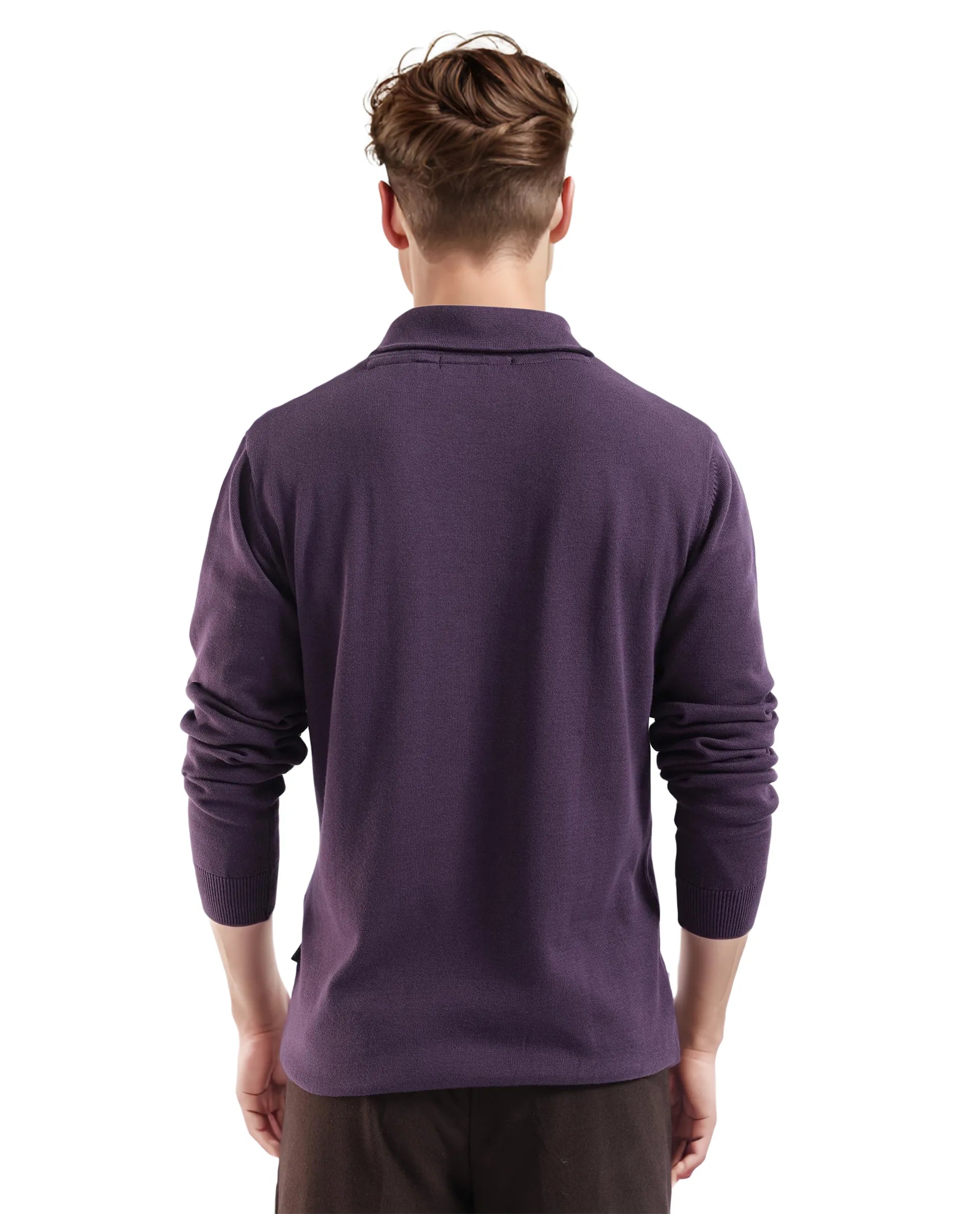 Rare Rabbit Men's Kenlay Dark Purple Full Sleeve Cowl Neck Regular Fit Solid Sweater