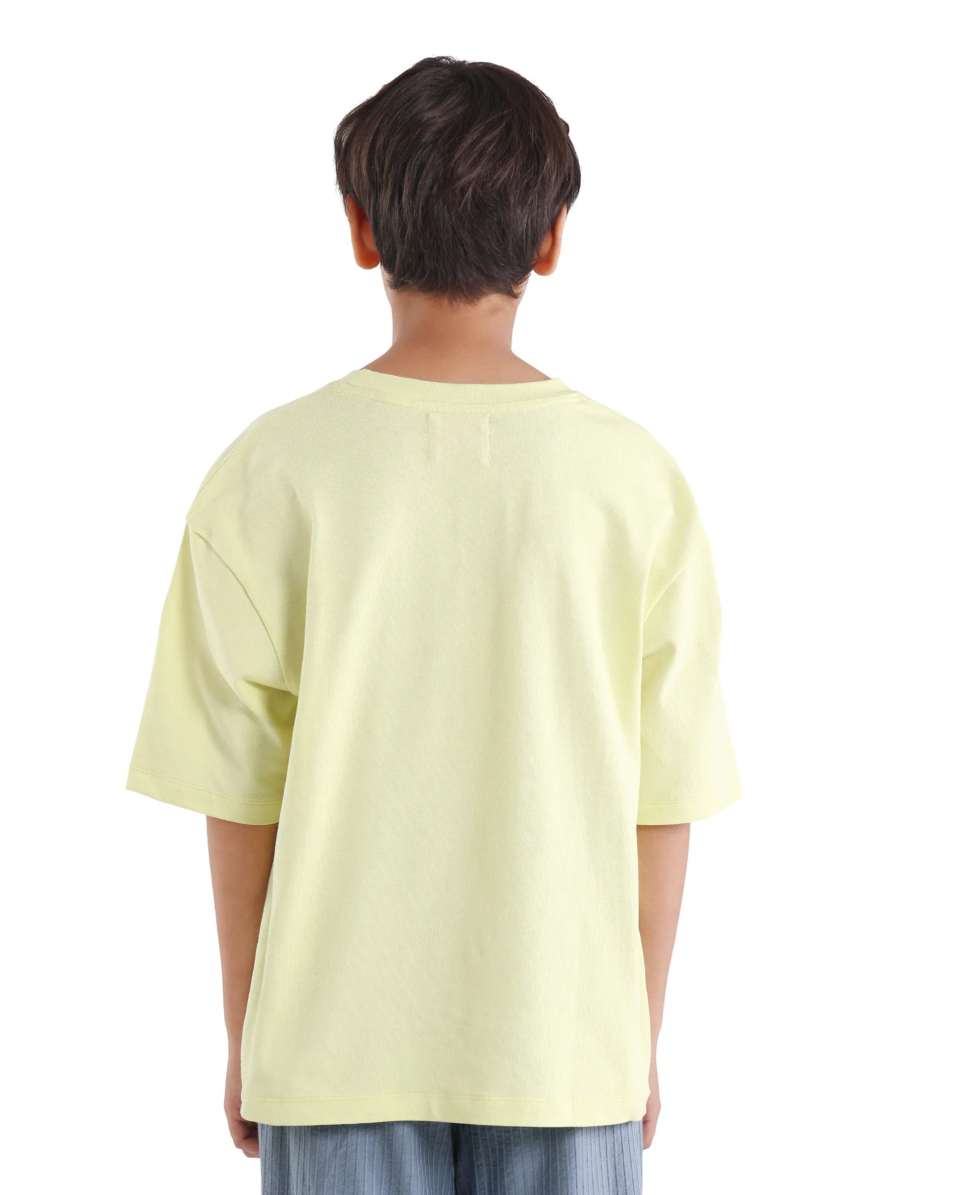 Rare Ones Kids Ken Light Yellow Cotton Pull-On Closure Oversized Fit T-Shirt