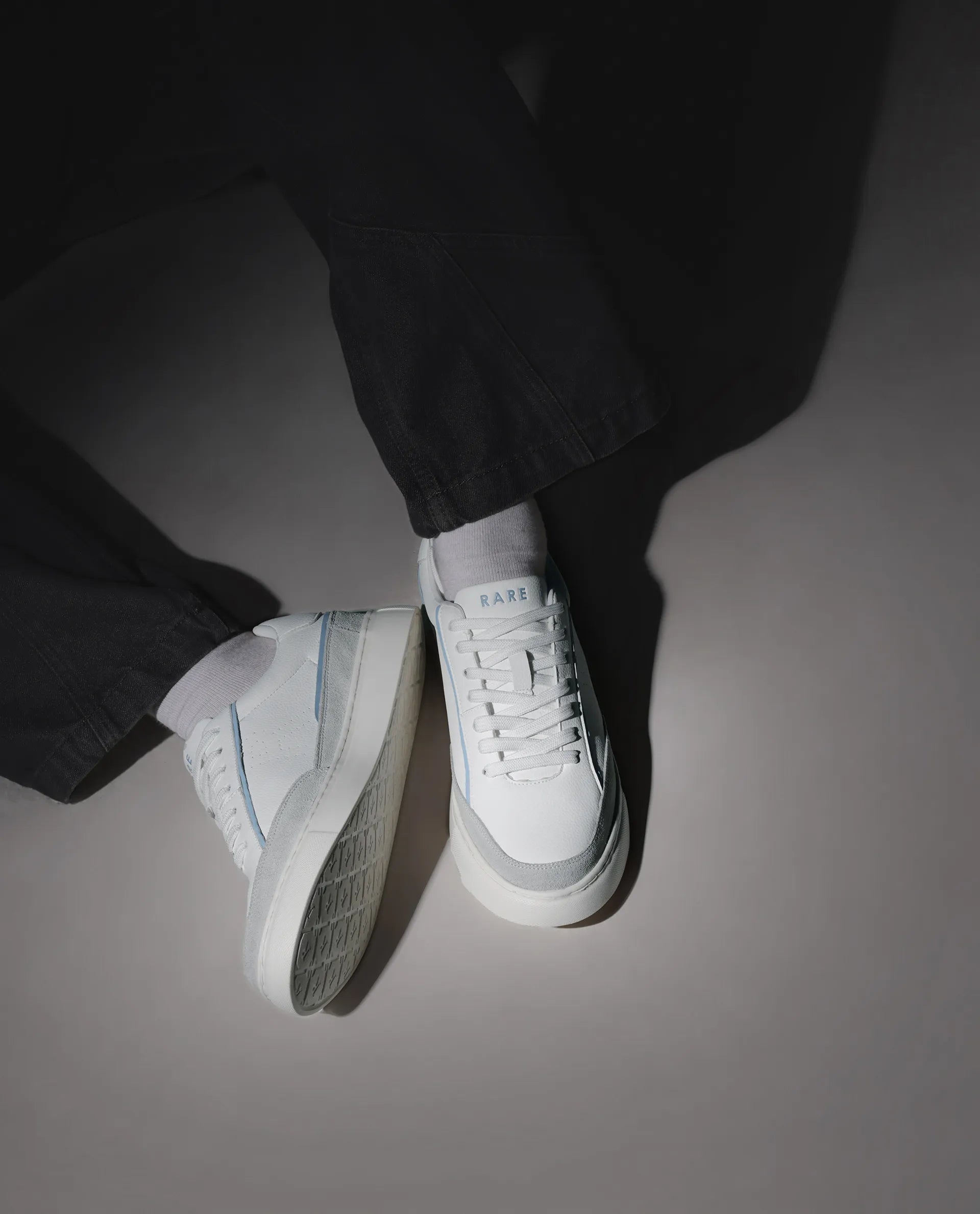 Rare Rabbit Men's Kennen Ice Blue Micro Fiber Causal Sneaker