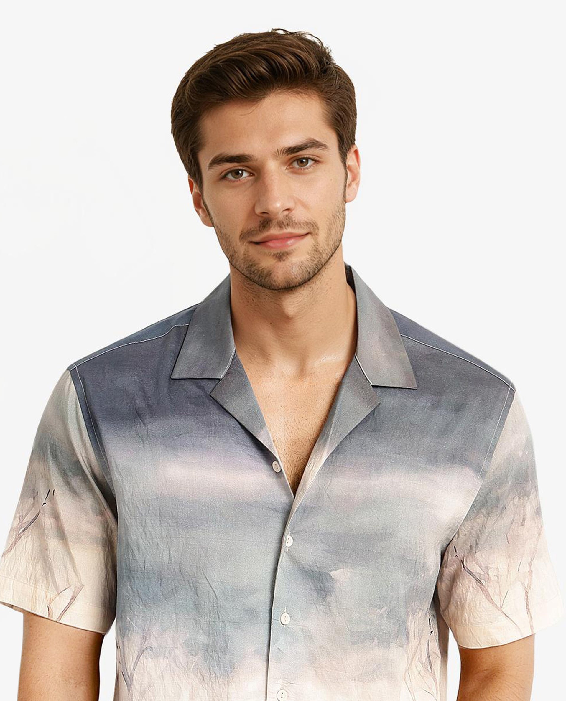 Rare Rabbit Men Kenya Dusky Green Viscose Nylon Fabric Cuban Collar Short Sleeve Boxy Fit Animal Placement Print Shirt