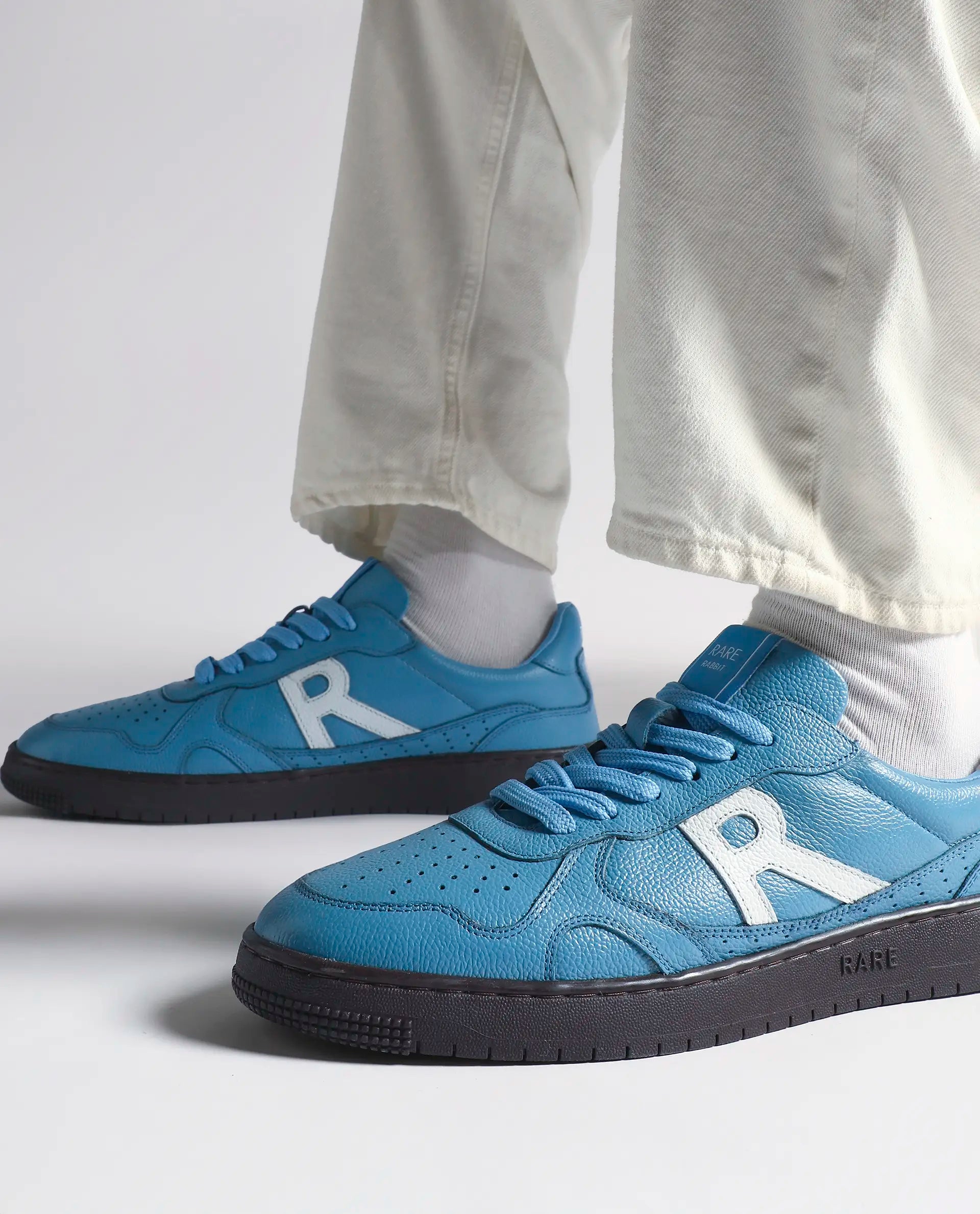 Rare Rabbit Men's Kepler Blue Genuine Leather Low-Top Lace-Up Sneaker Shoes