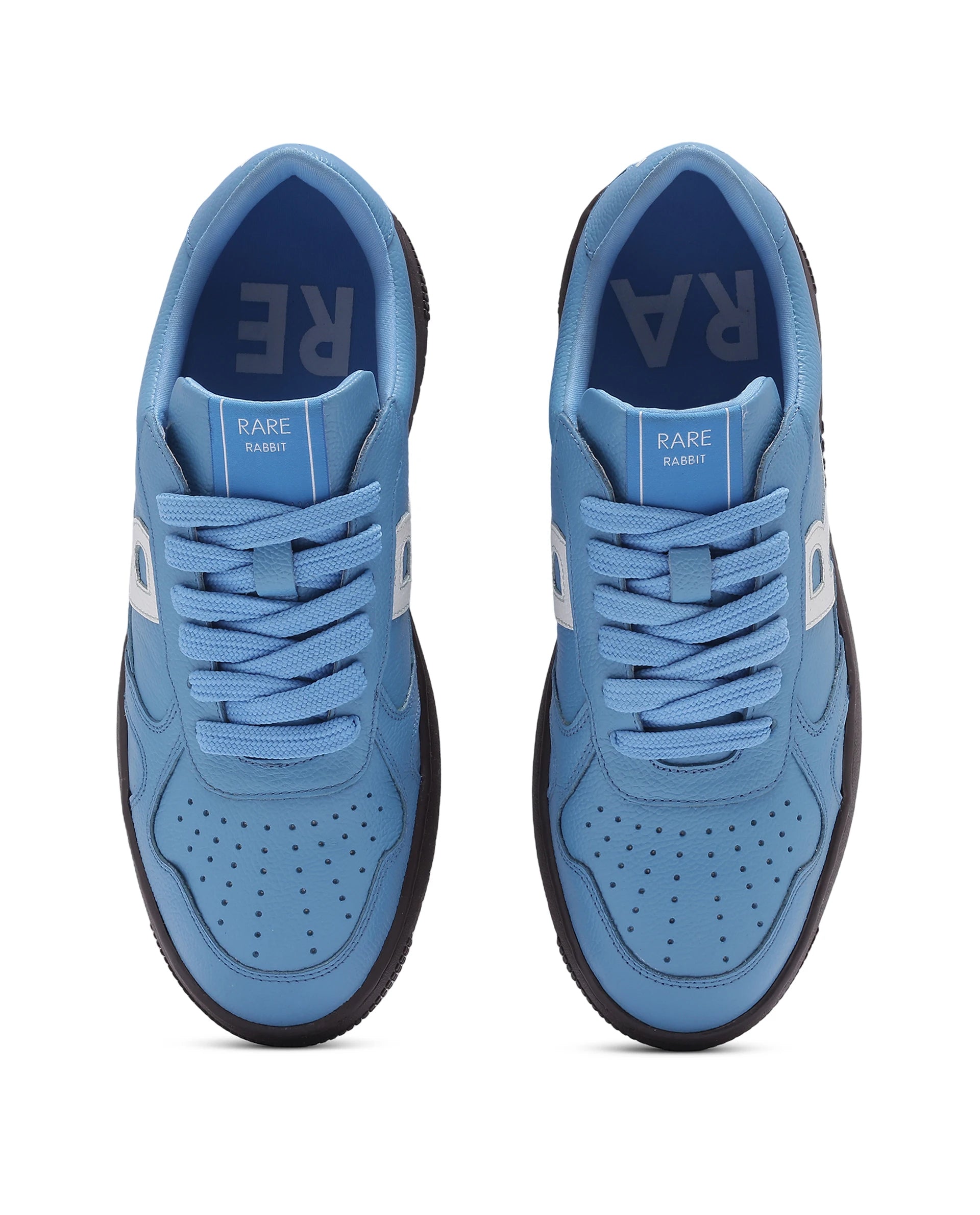 Rare Rabbit Men's Kepler Blue Genuine Leather Low-top Lace-up Sneaker Shoes