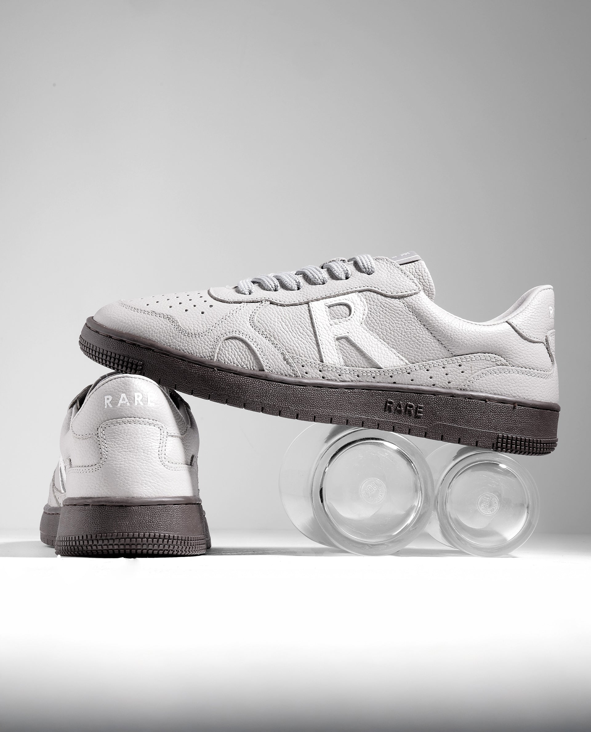 Rare Rabbit Men's Kepler Light Grey Genuine Leather Low-top Lace-up Sneaker Shoes