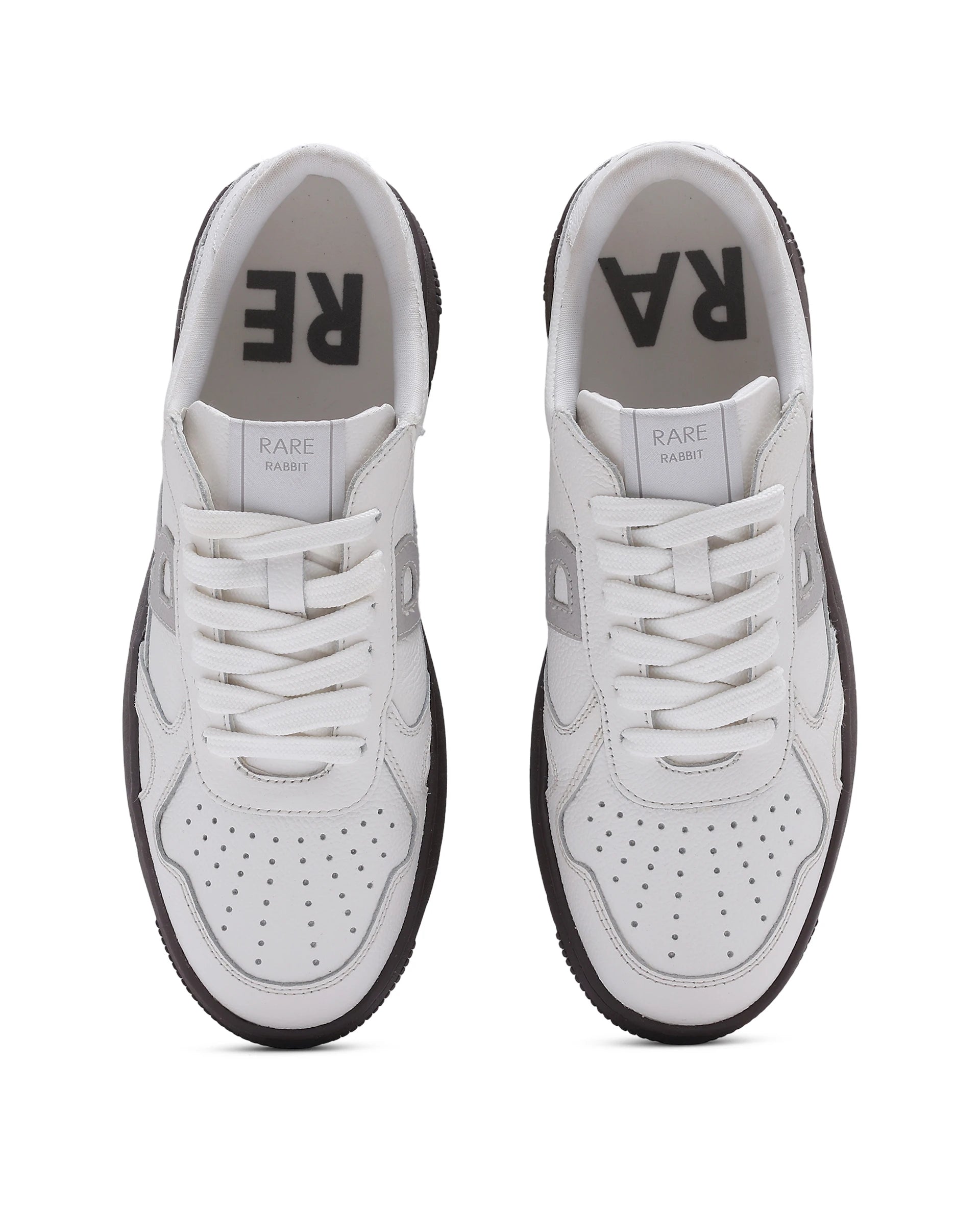 Rare Rabbit Men's Kepler White Genuine Leather Low-top Lace-up Sneaker Shoes