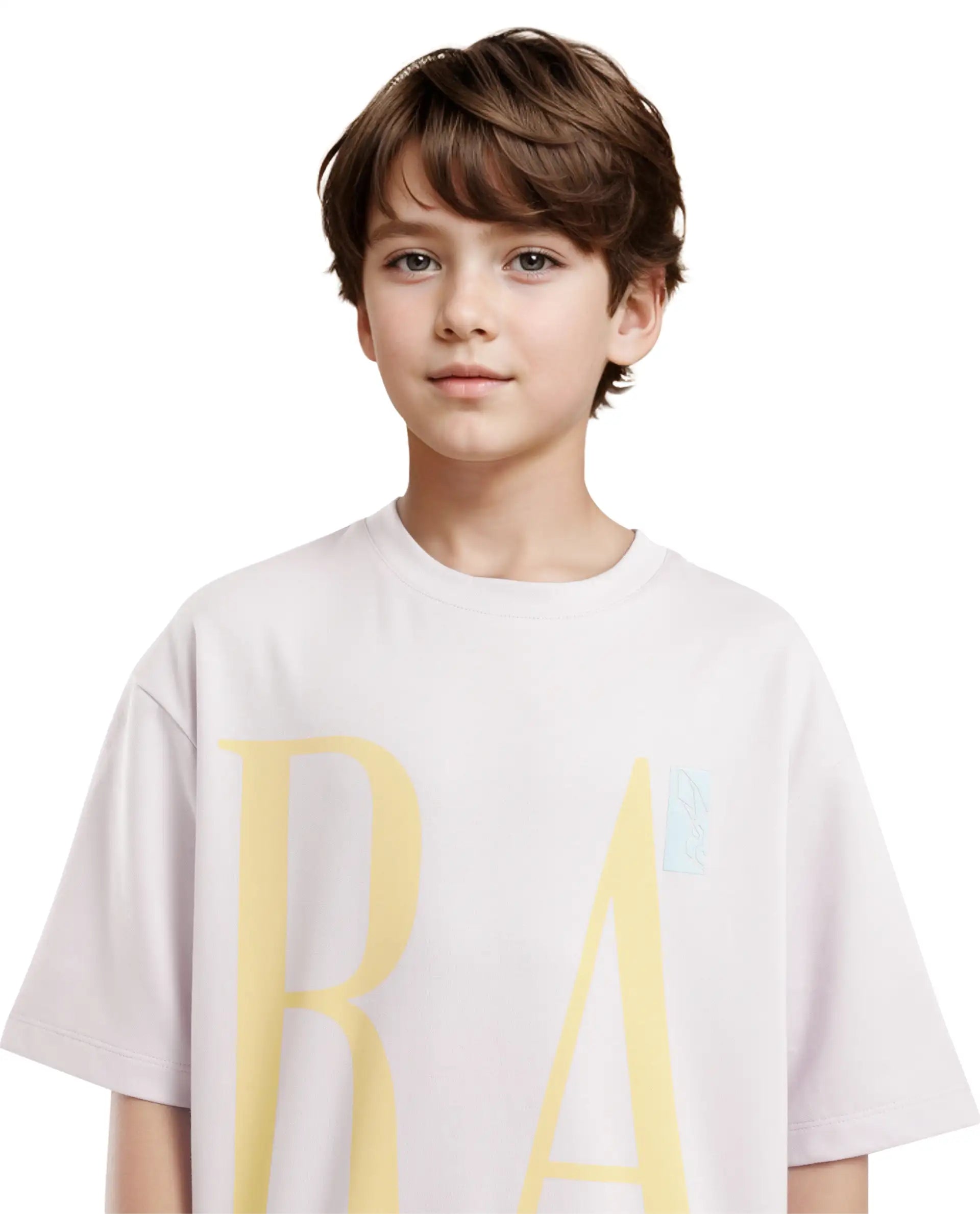 Rare Ones Kids Kin Purple Cotton Half Sleeves Crew Neck Oversized Fit Graphic Print T-Shirt