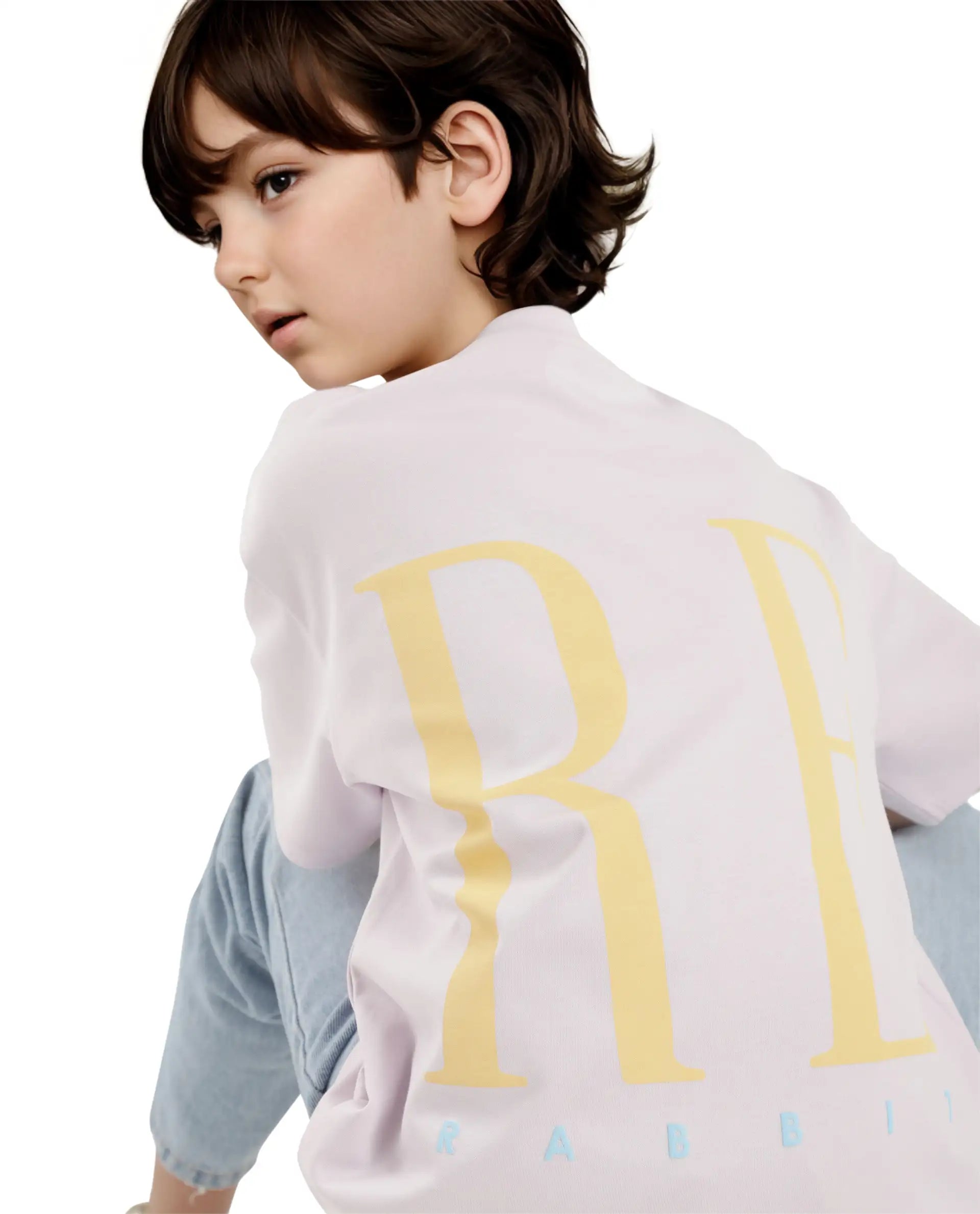 Rare Ones Kids Kin Purple Cotton Half Sleeves Crew Neck Oversized Fit Graphic Print T-Shirt