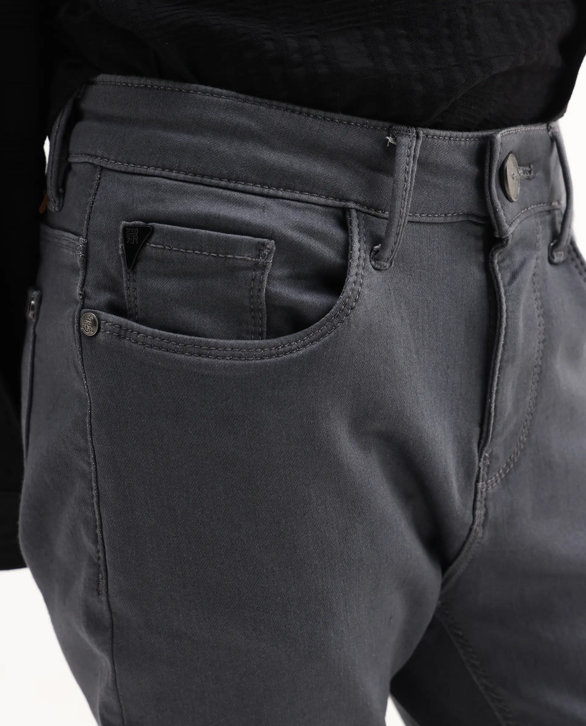 Rare Ones Kids Kino-25 Grey Cotton Blend Button Closure Regular Fit Jeans