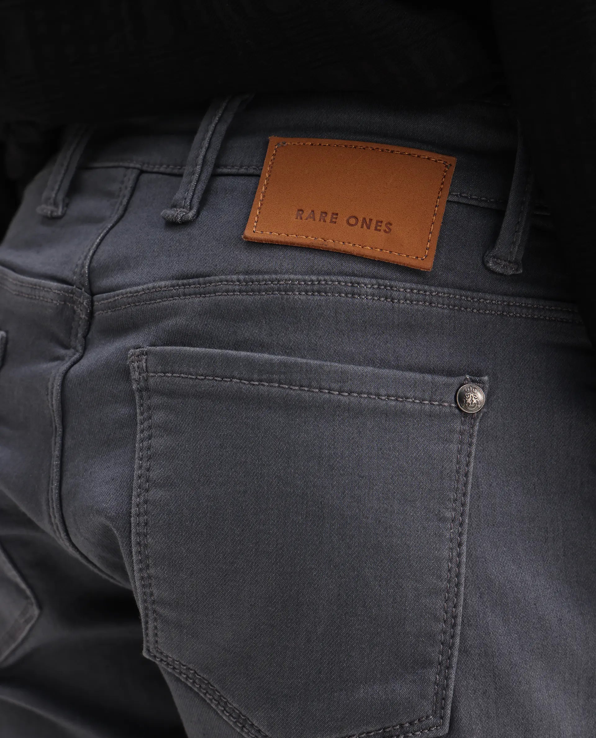 Rare Ones Kids Kino-25 Grey Cotton Blend Button Closure Regular Fit Jeans