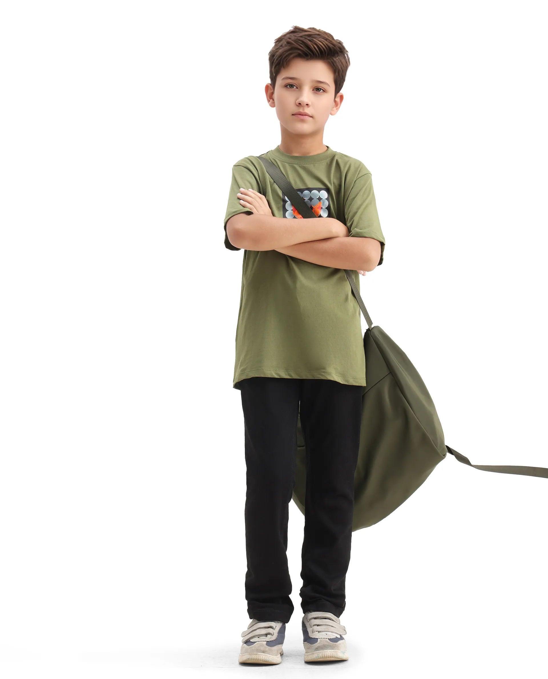 Rare Ones Kids Kino Black Cotton Poly Solid Slim Fit Denim Pant