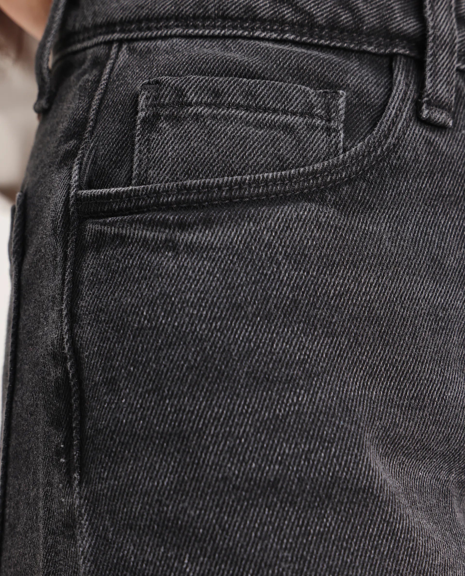 Rareism Women's Kinzy Black Cotton Plain Ankle Length Effortless Wide Jeans