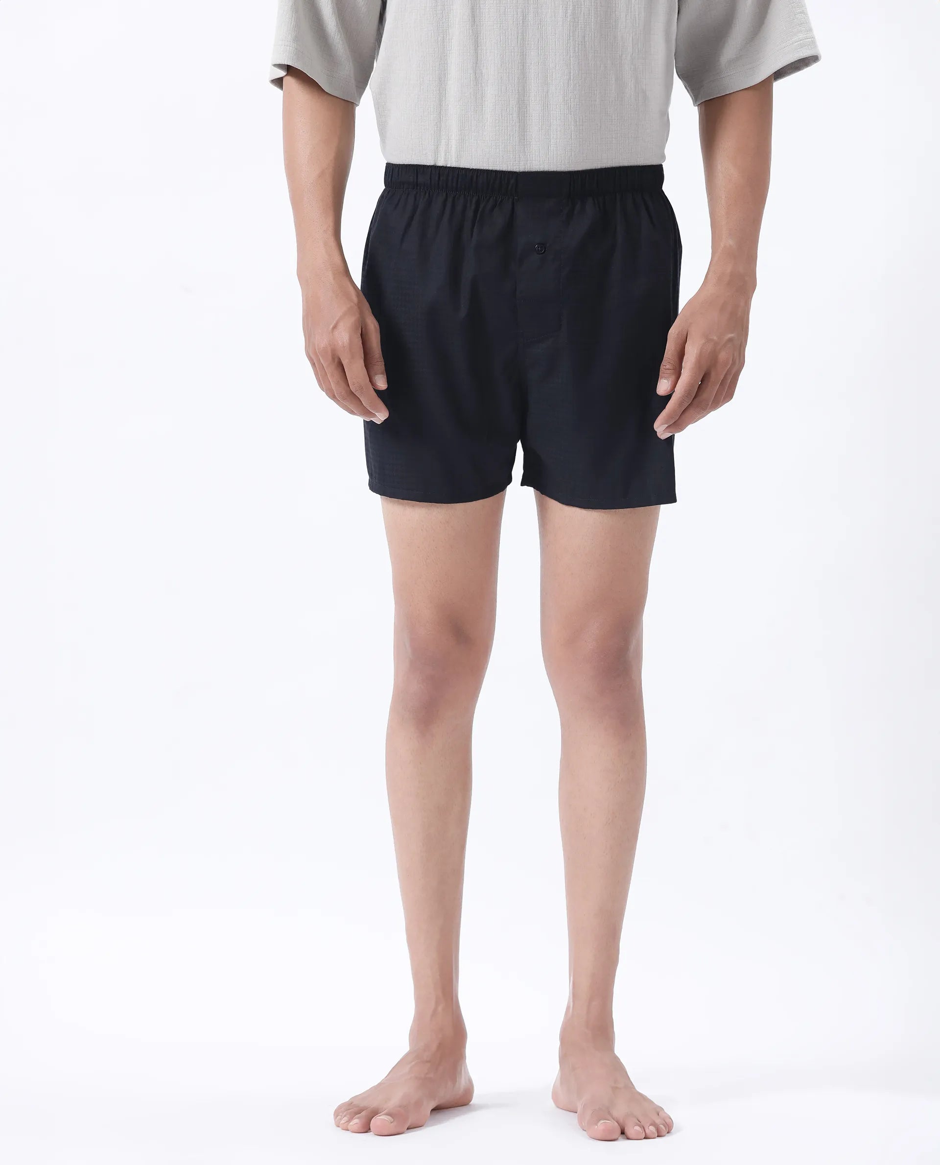 Rare Rabbit Men's Kiva Black Lyocell Regular Fit Checks Boxer