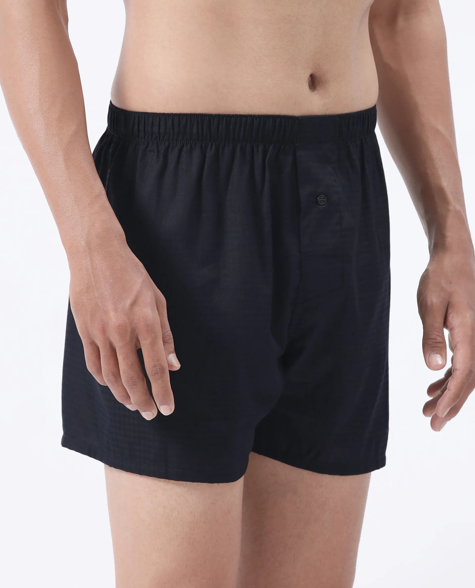 Rare Rabbit Men's Kiva Black Lyocell Regular Fit Checks Boxer
