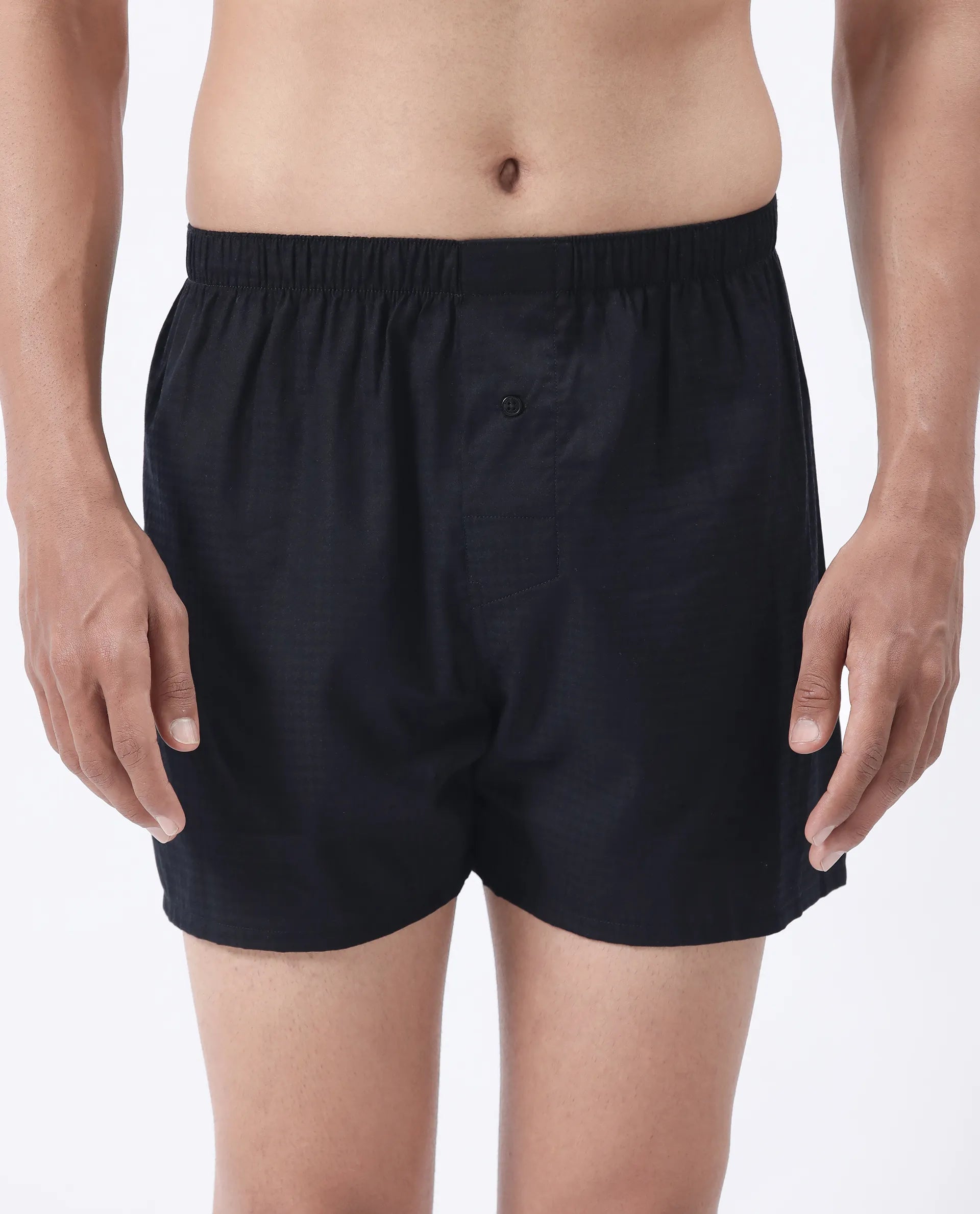 Rare Rabbit Men's Kiva Black Lyocell Regular Fit Checks Boxer