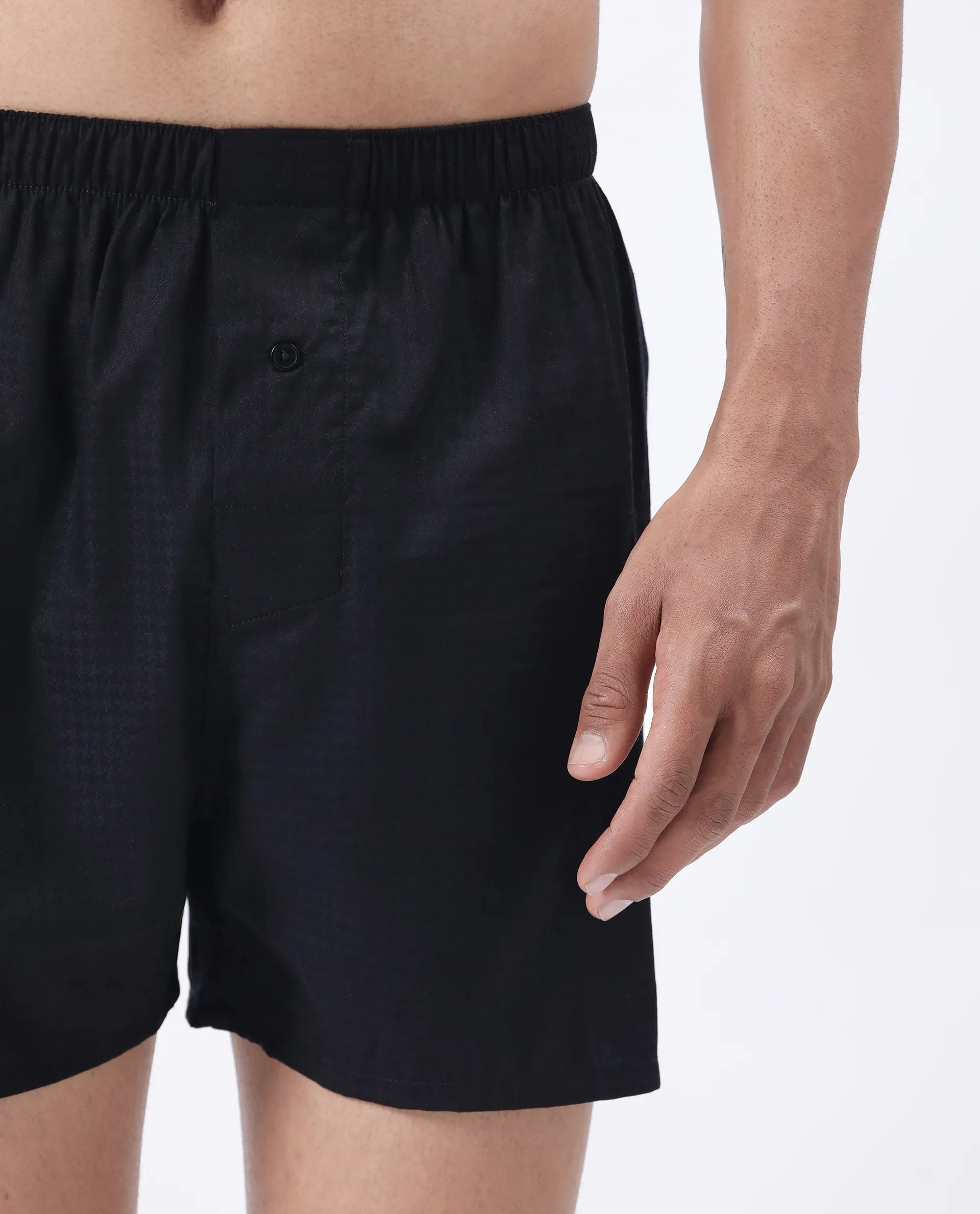 Rare Rabbit Men's Kiva Black Lyocell Regular Fit Checks Boxer