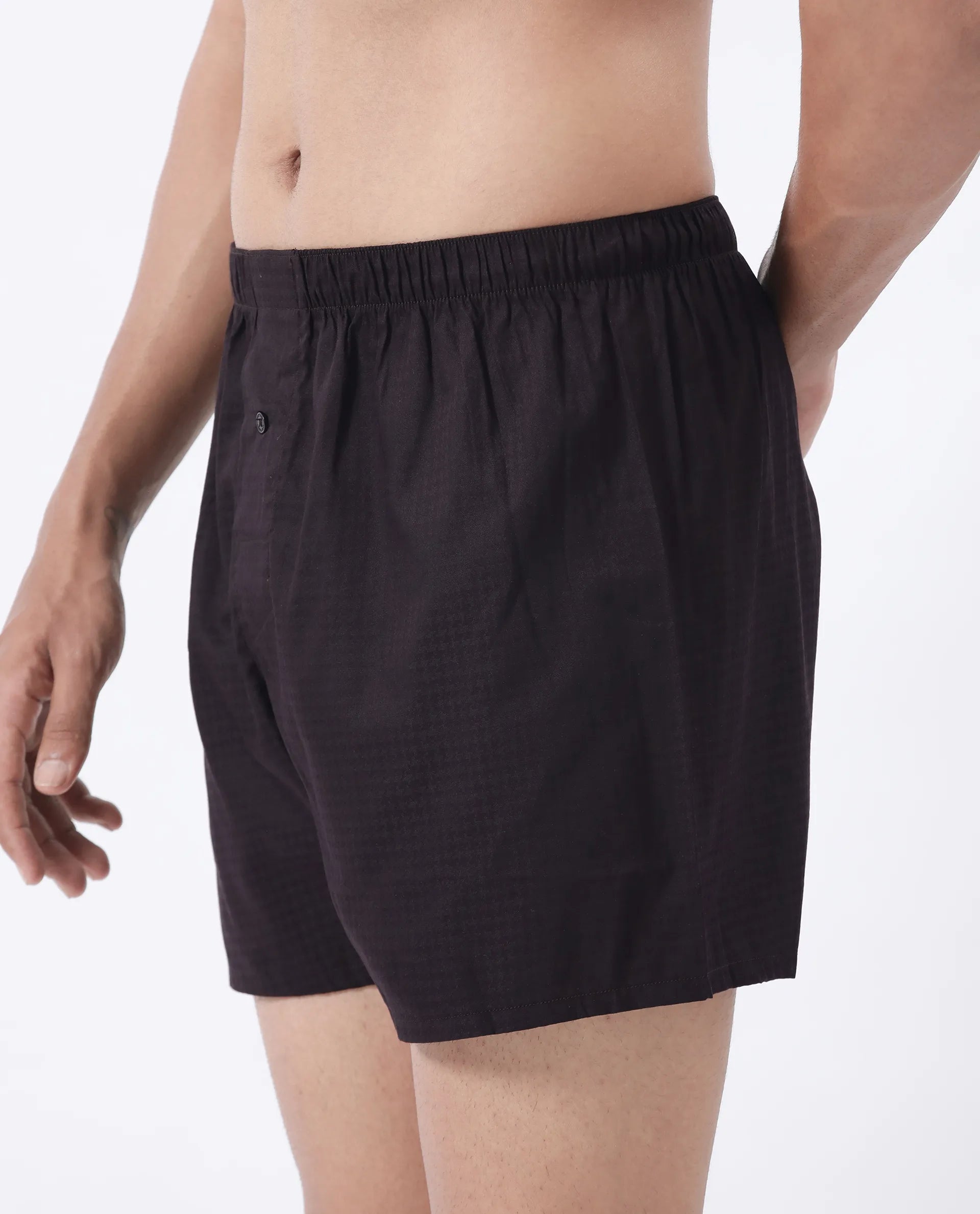 Rare Rabbit Men's Kiva Dark Maroon Lyocell Regular Fit Checks Boxer