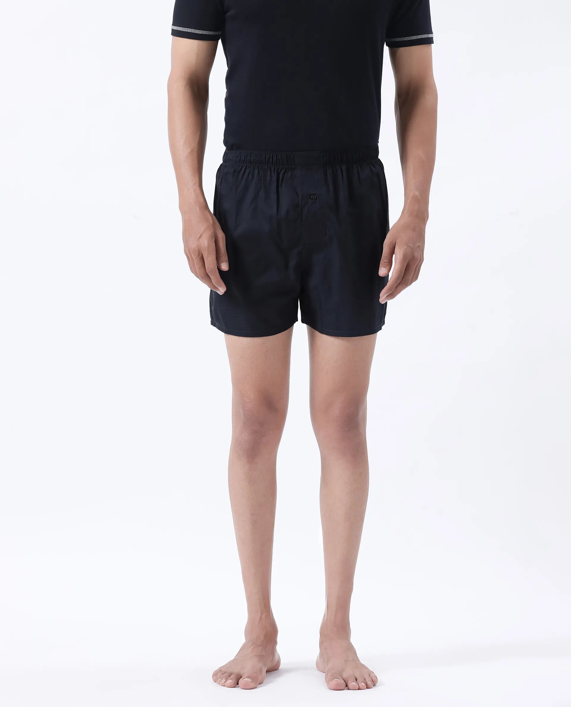 Rare Rabbit Men's Kiva Dark Navy Lyocell Regular Fit Checks Boxer