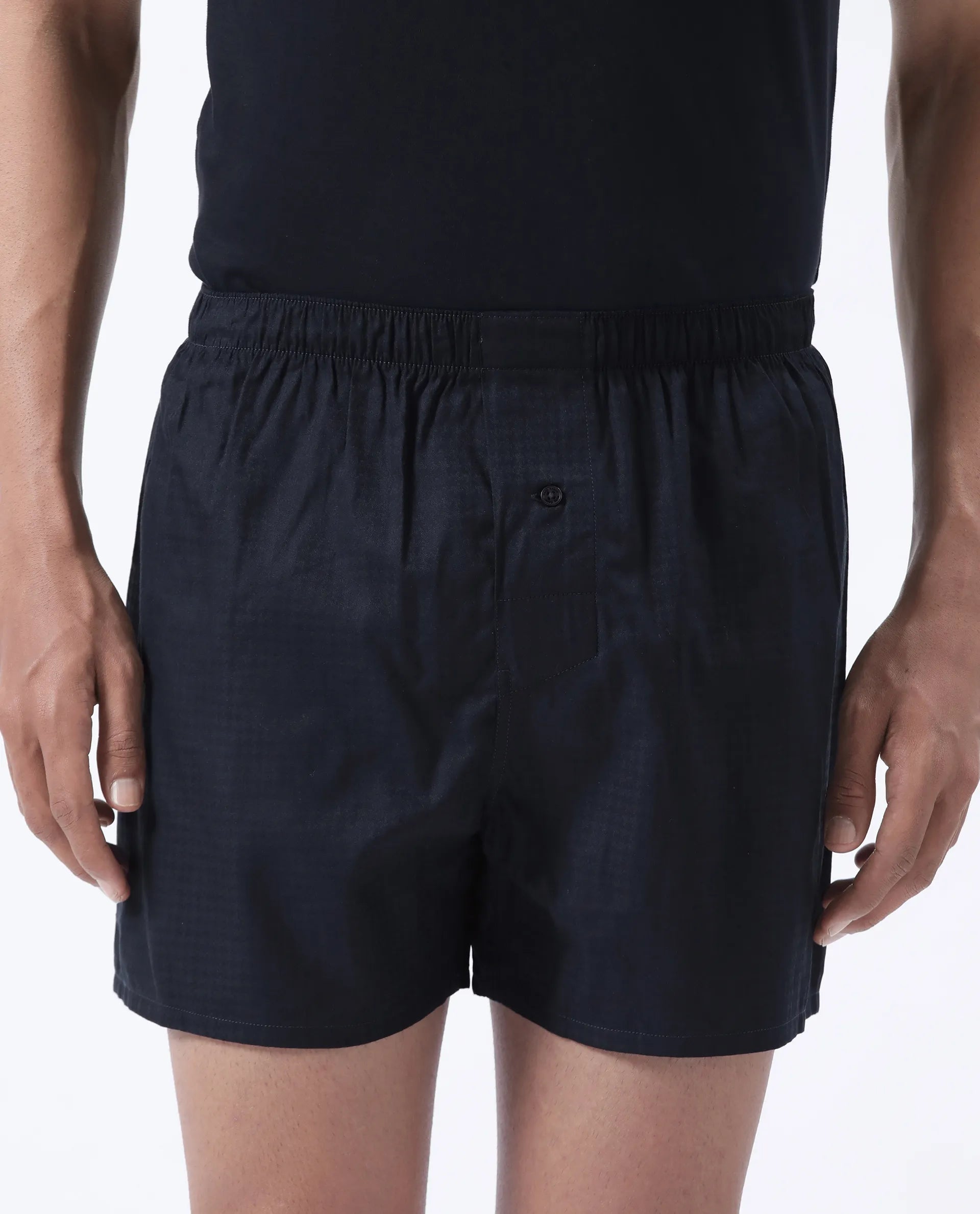 Rare Rabbit Men's Kiva Dark Navy Lyocell Regular Fit Checks Boxer