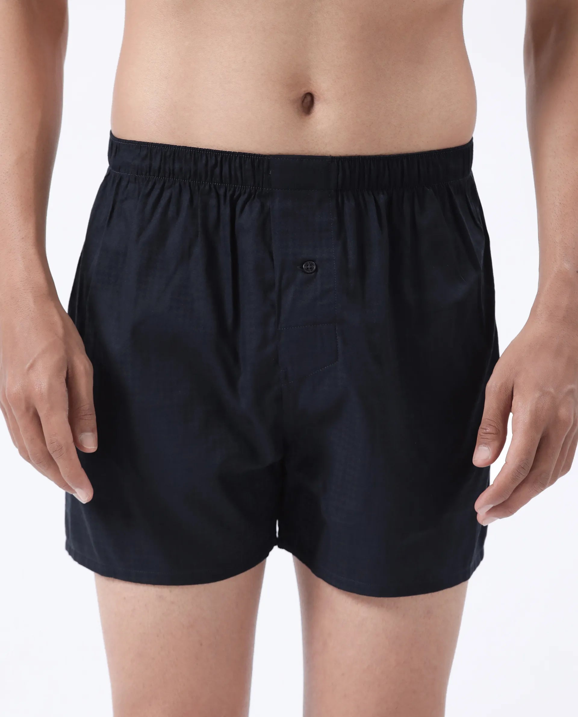Rare Rabbit Men's Kiva Dark Navy Lyocell Regular Fit Checks Boxer