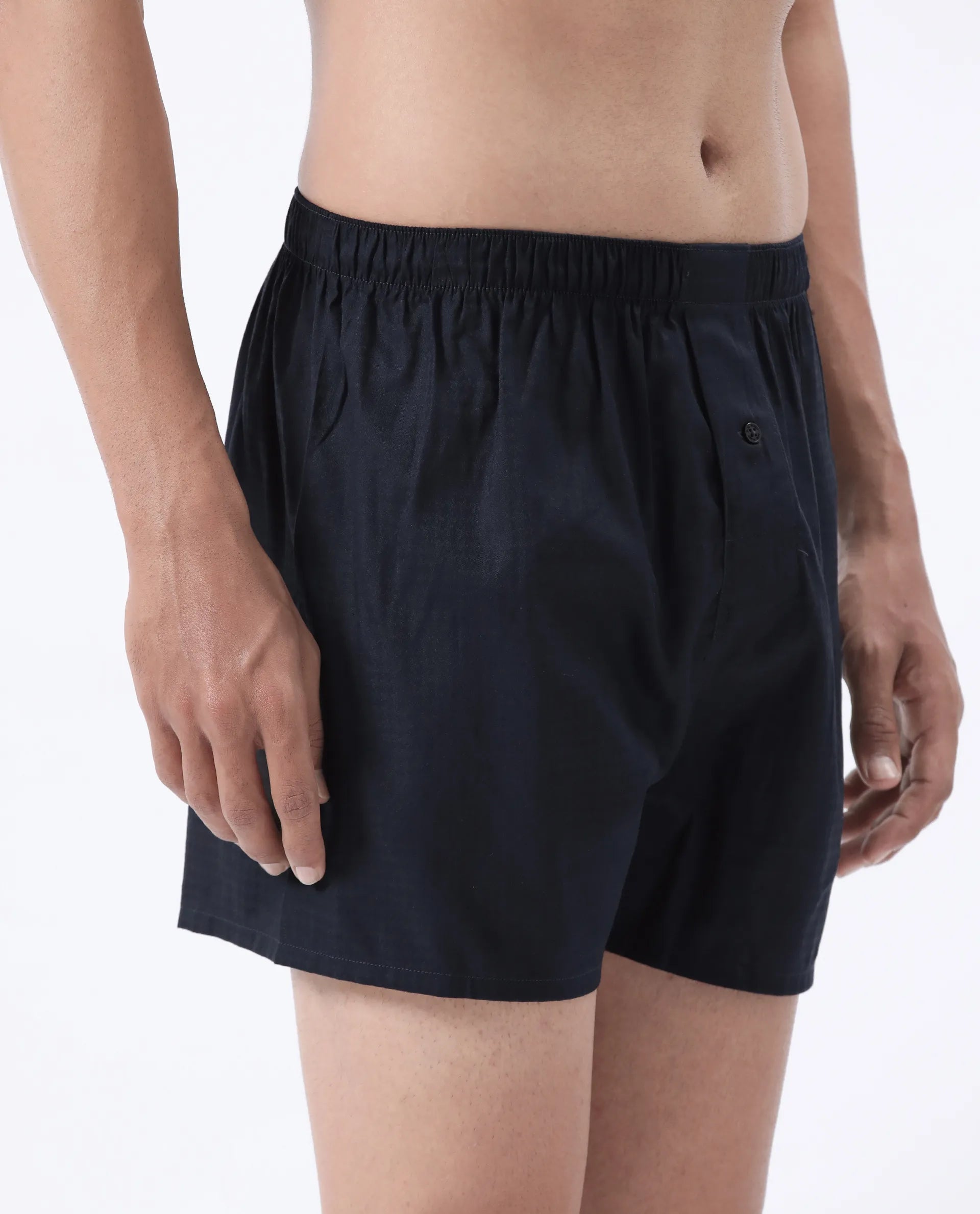 Rare Rabbit Men's Kiva Dark Navy Lyocell Regular Fit Checks Boxer