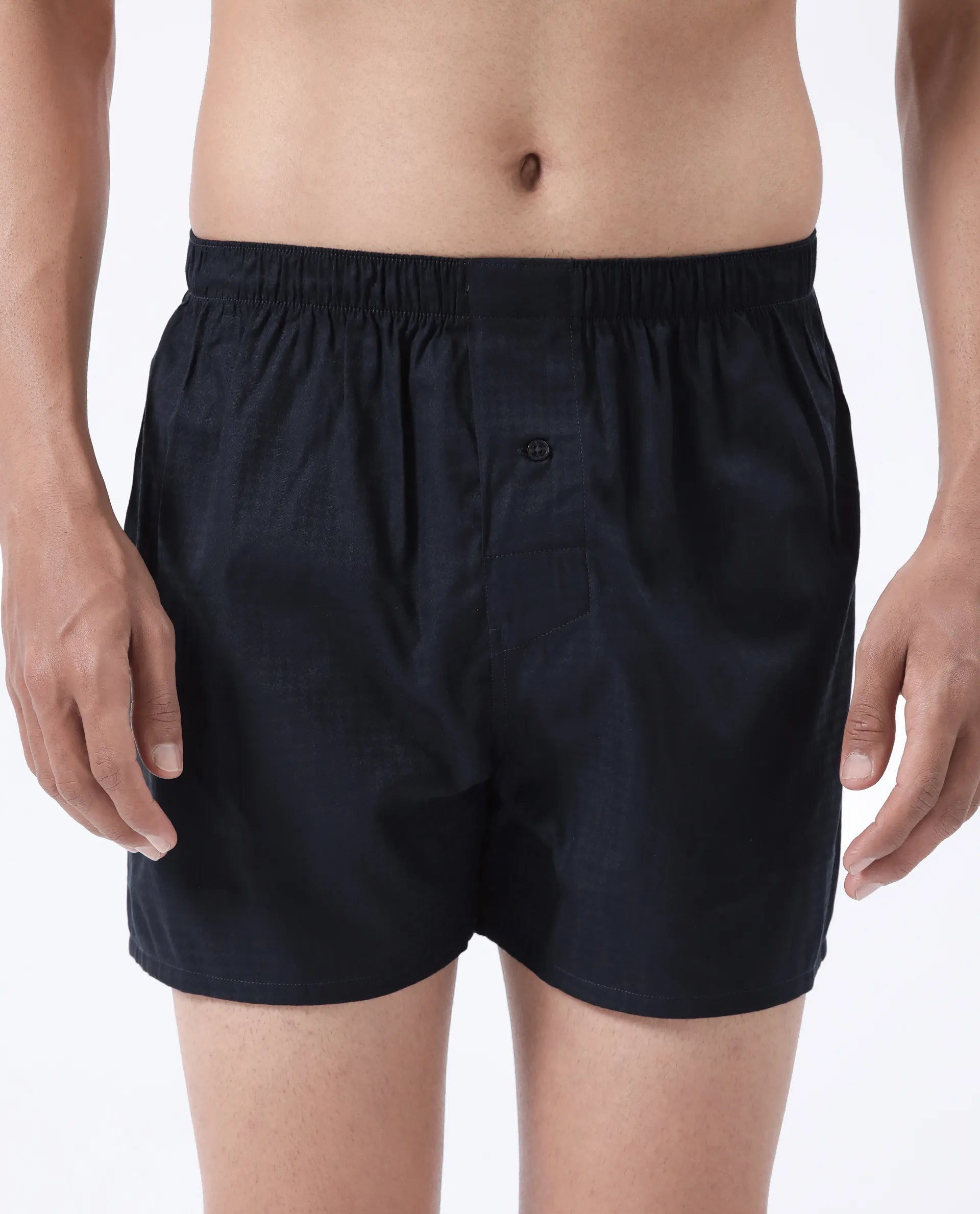 Rare Rabbit Men's Kiva Dark Navy Lyocell Regular Fit Checks Boxer