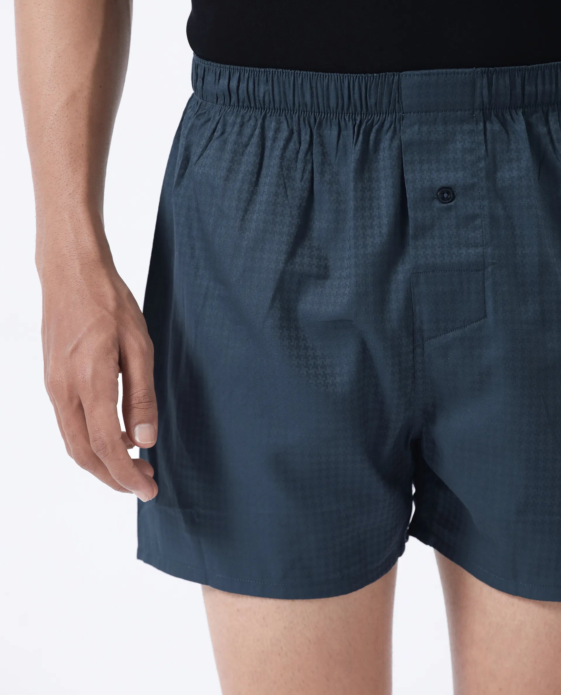 Rare Rabbit Men's Kiva Dark Teal Lyocell Regular Fit Checks Boxer