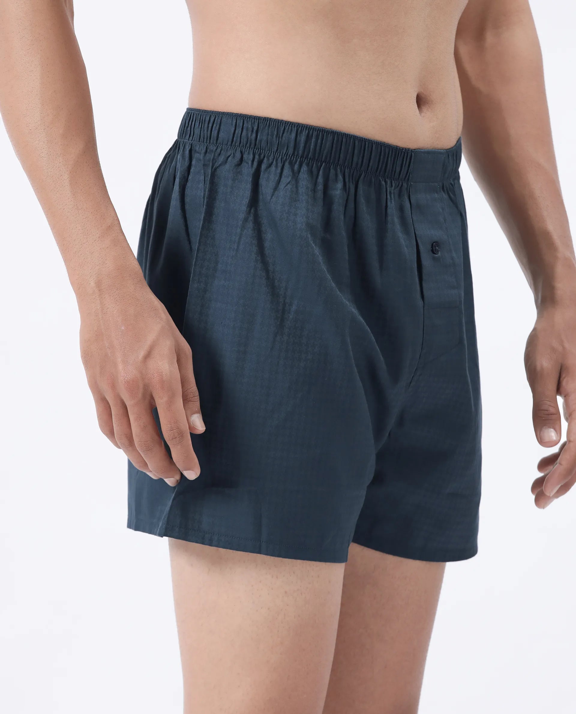 Rare Rabbit Men's Kiva Dark Teal Lyocell Regular Fit Checks Boxer