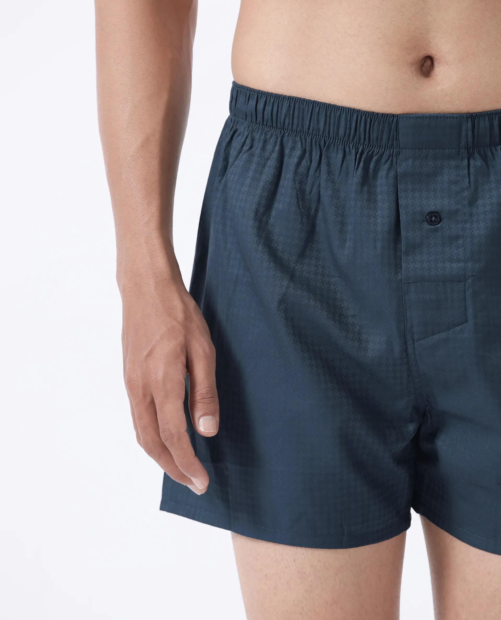 Rare Rabbit Men's Kiva Dark Teal Lyocell Regular Fit Checks Boxer