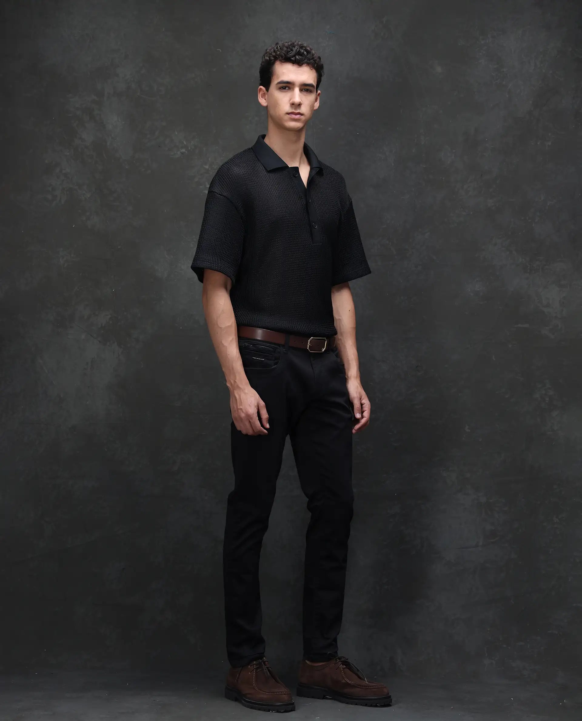 Rare Rabbit Men's Guild Casual Kleber Black Cotton Blend Plain Hawk Slim Fit Jeans