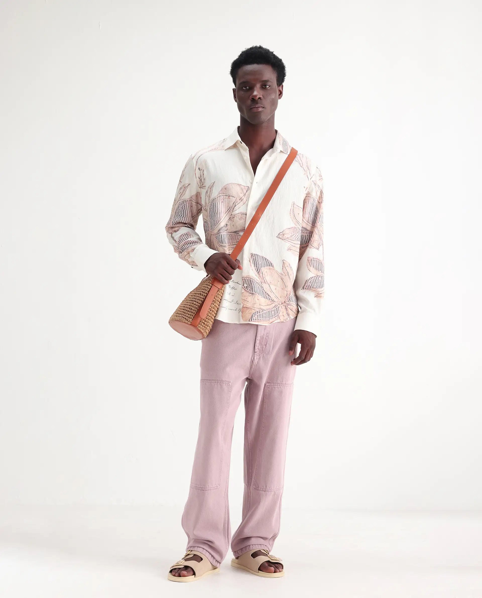 Rare Rabbit Men's Klop Dusky Purple Cotton Plain Carpenter Fit Jeans