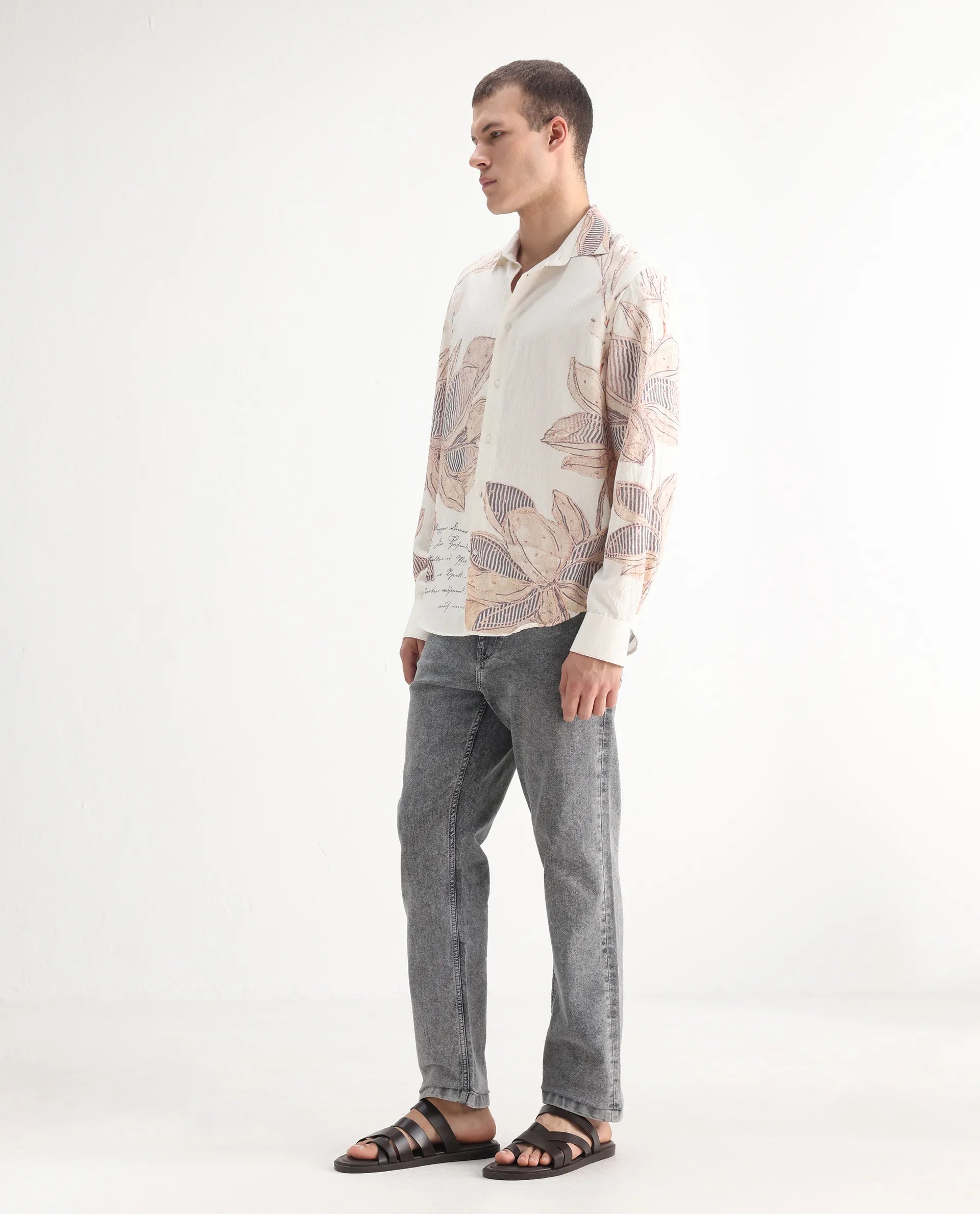 Rare Rabbit Men's Klune Light Grey Cotton Plain Hawk Slim Fit Jeans