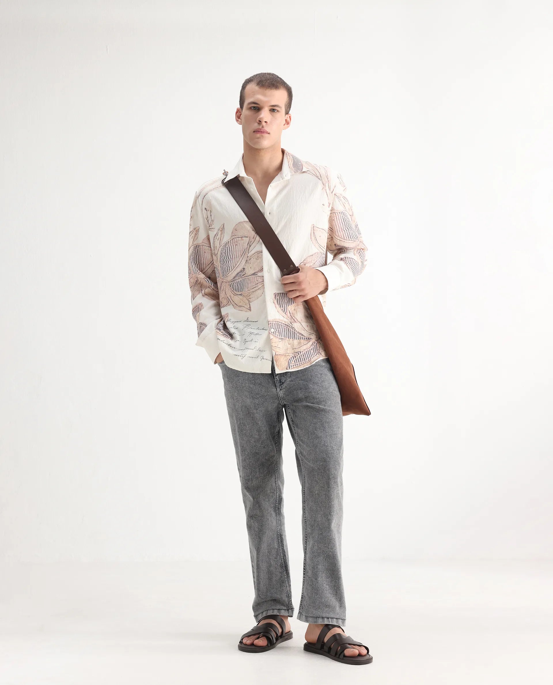 Rare Rabbit Men's Klune Light Grey Cotton Plain Hawk Slim Fit Jeans