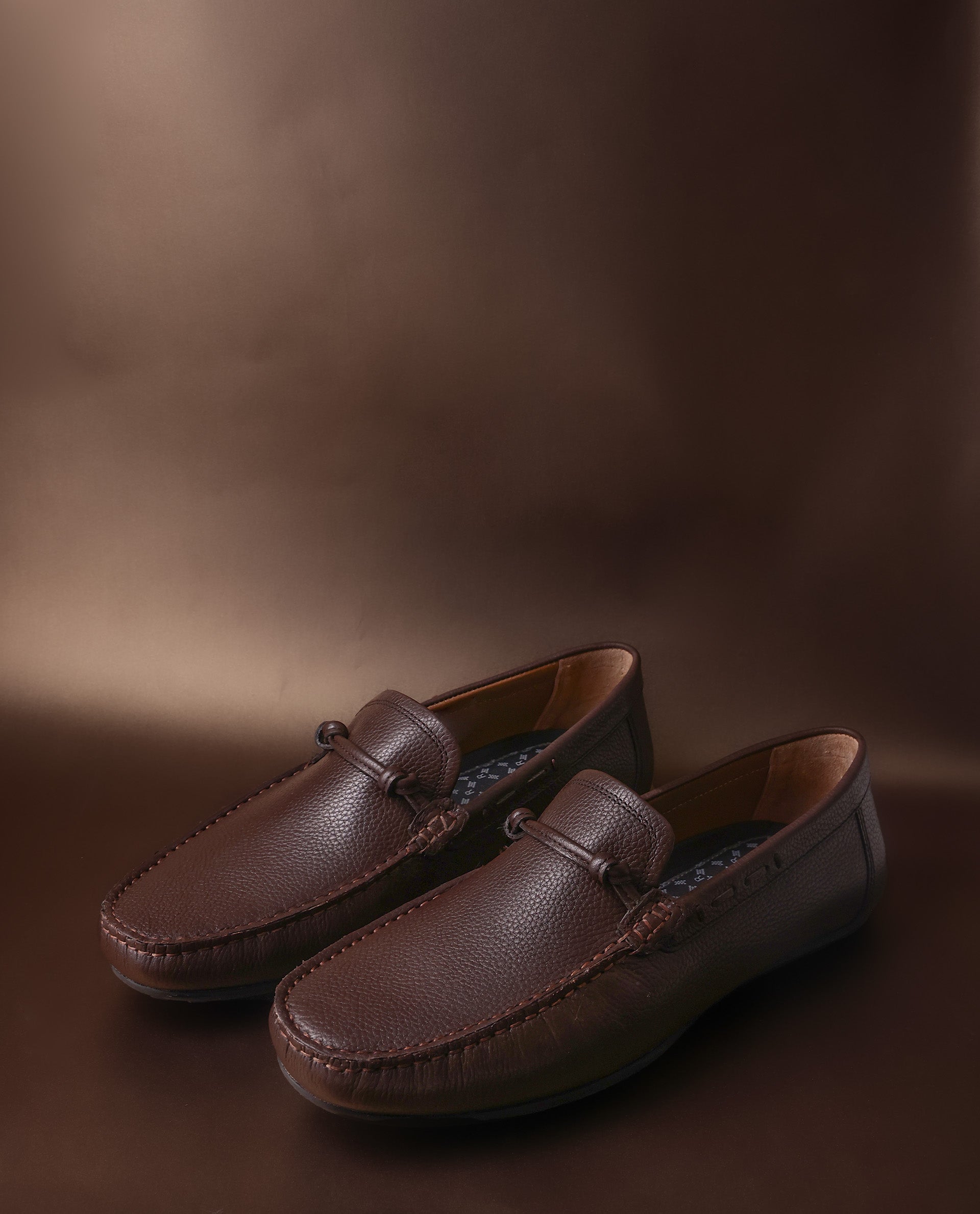 Rare Rabbit Men's Knott Brown Slip-On Genuine Milled Leather Driving Mocassin