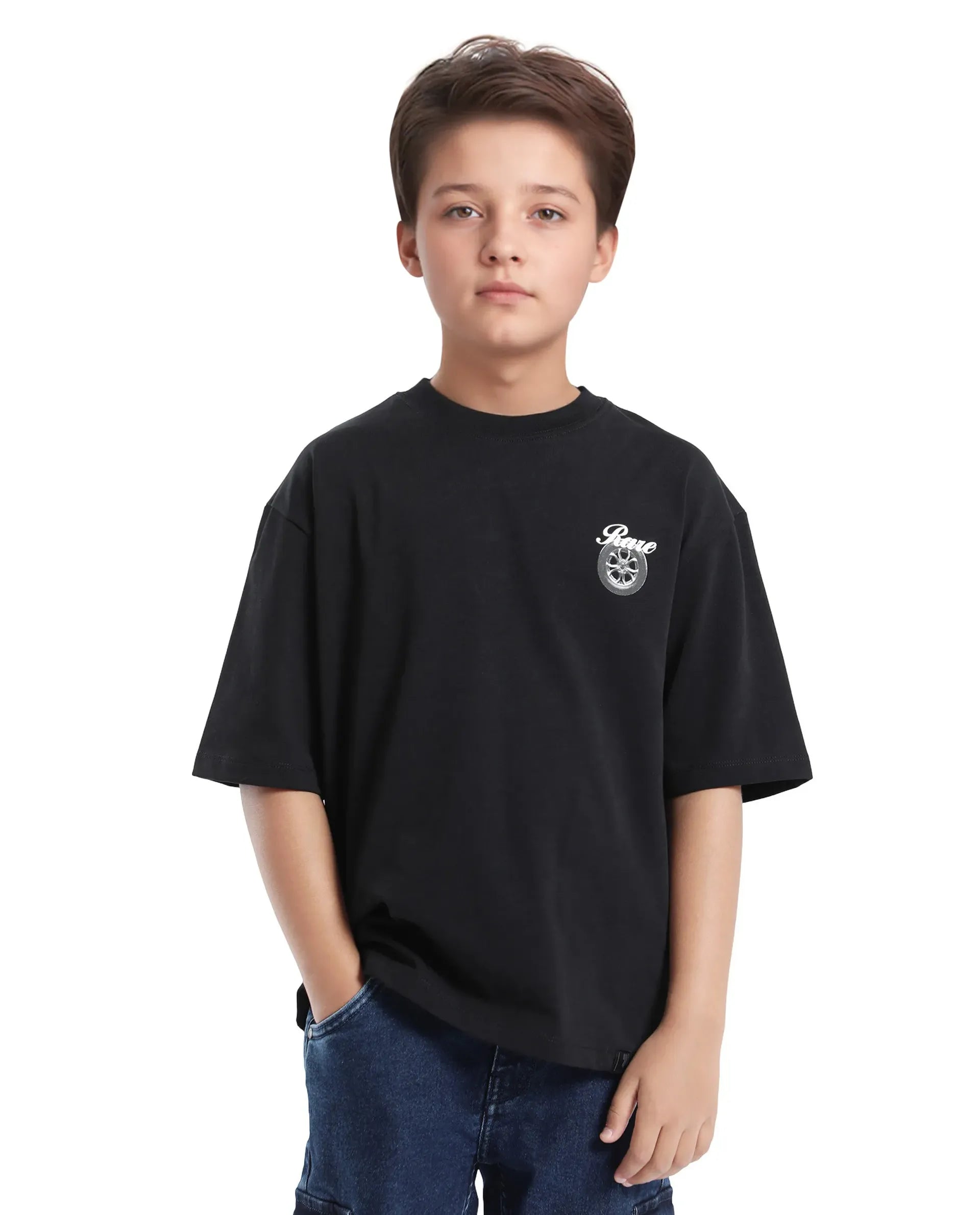 Rare Ones Kids Knox Black Cotton Short Sleeve Crew Neck Graphic Printed T-Shirt