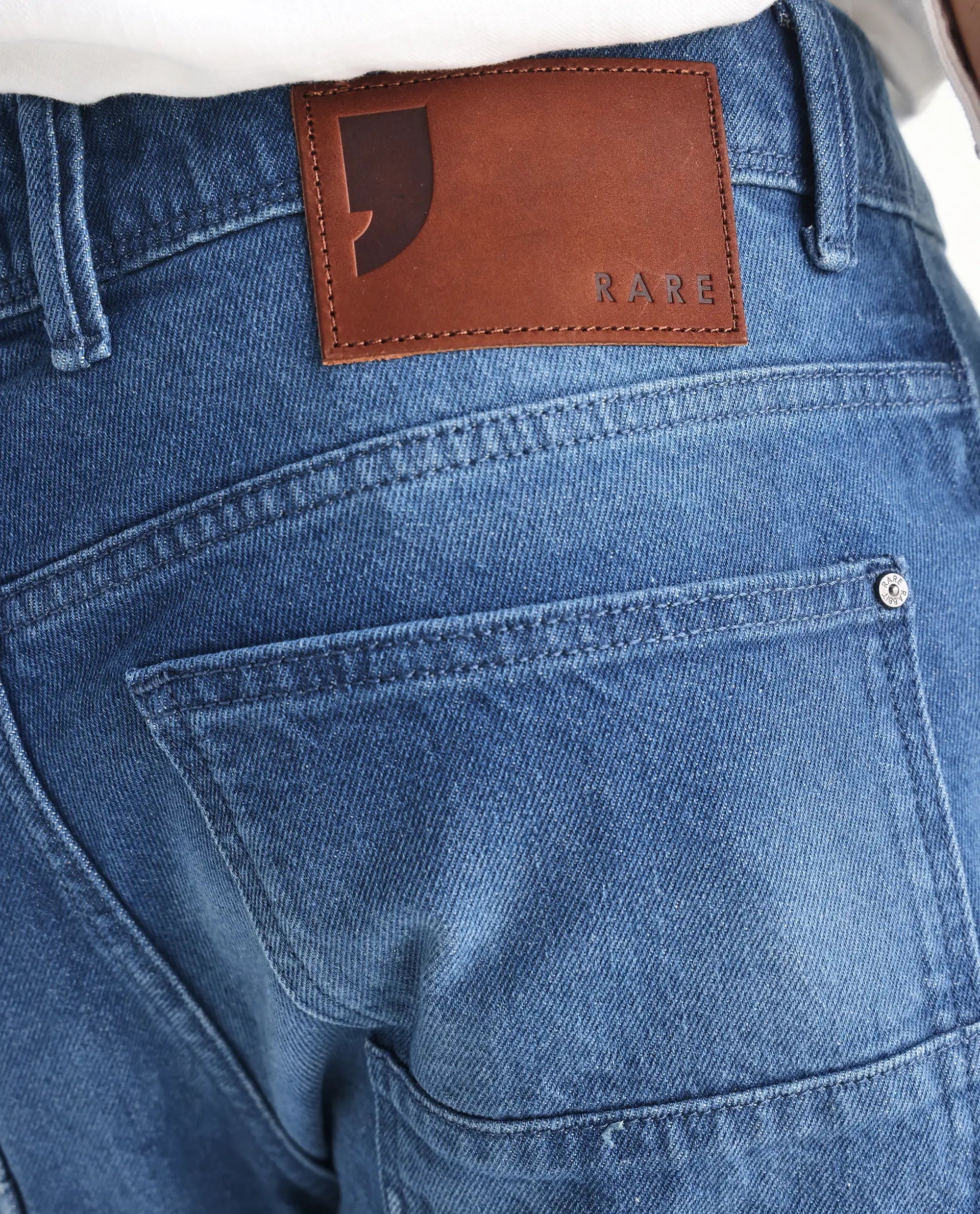 Rare Rabbit Men's Kobet Blue Cotton Plain Morris Regular Fit Jeans