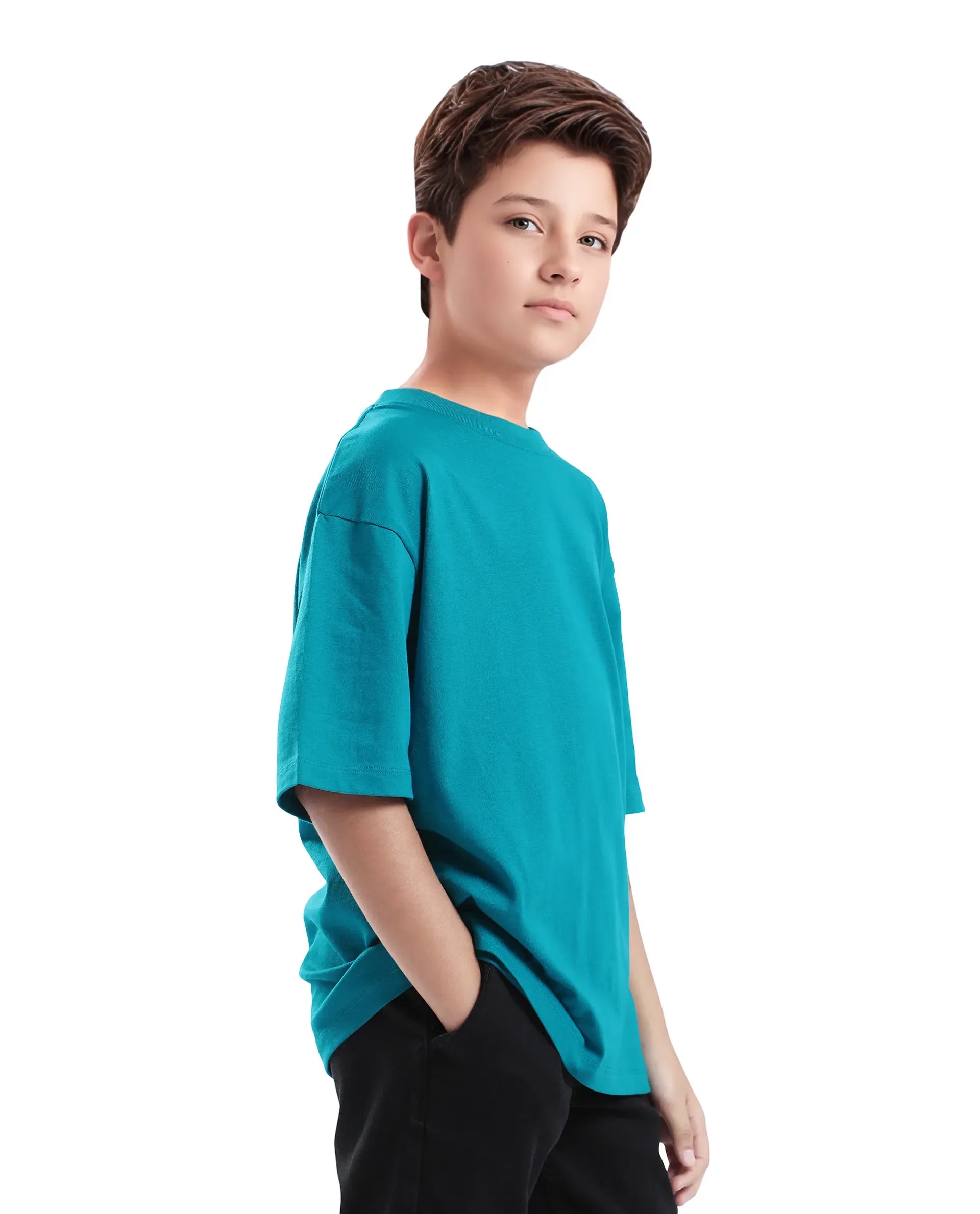 Rare Ones Kids Kobe Turq Cotton Graphic Print Slip-On Oversized Fit T-Shirt