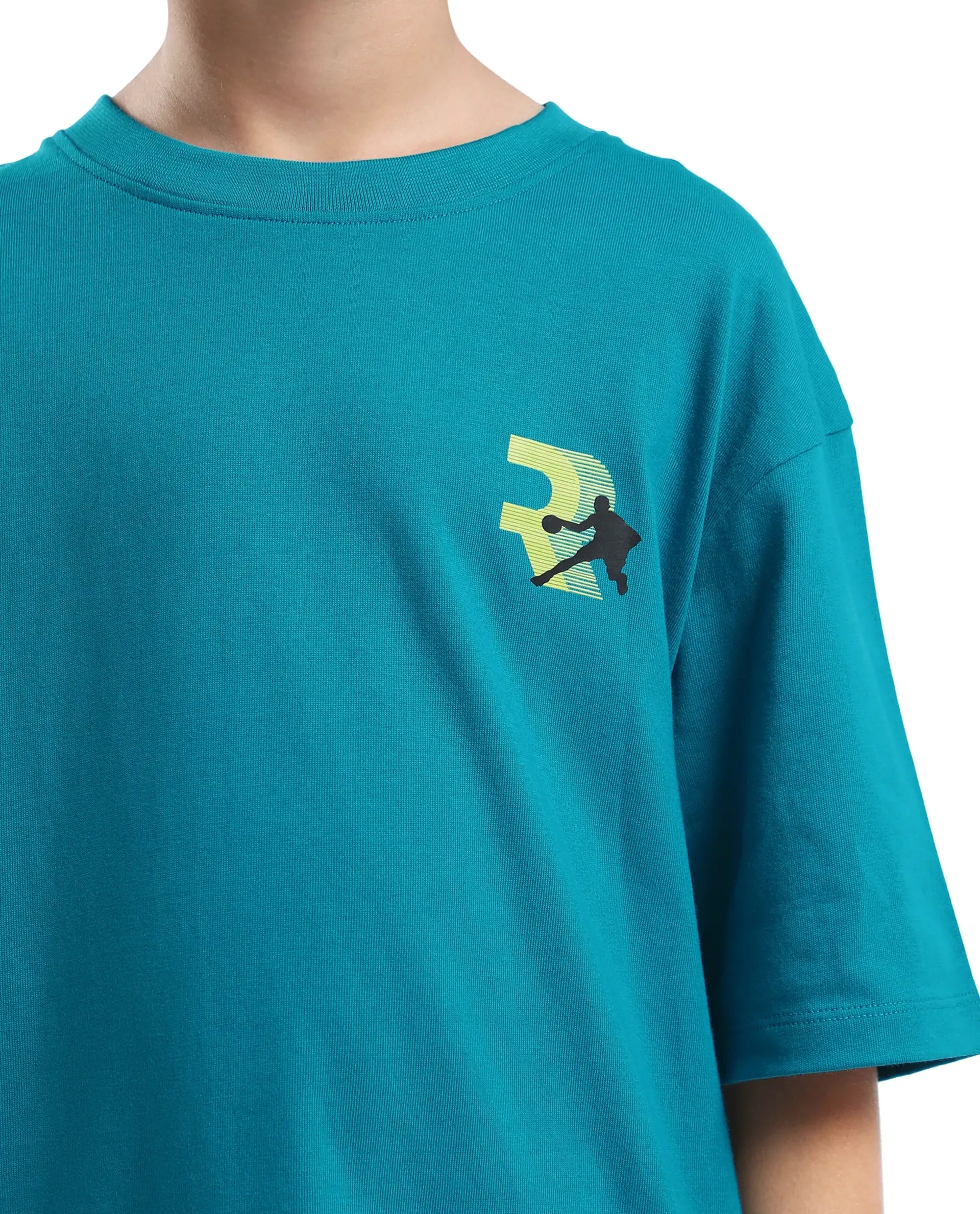 Rare Ones Kids Kobe Turq Cotton Graphic Print Slip-On Oversized Fit T-Shirt