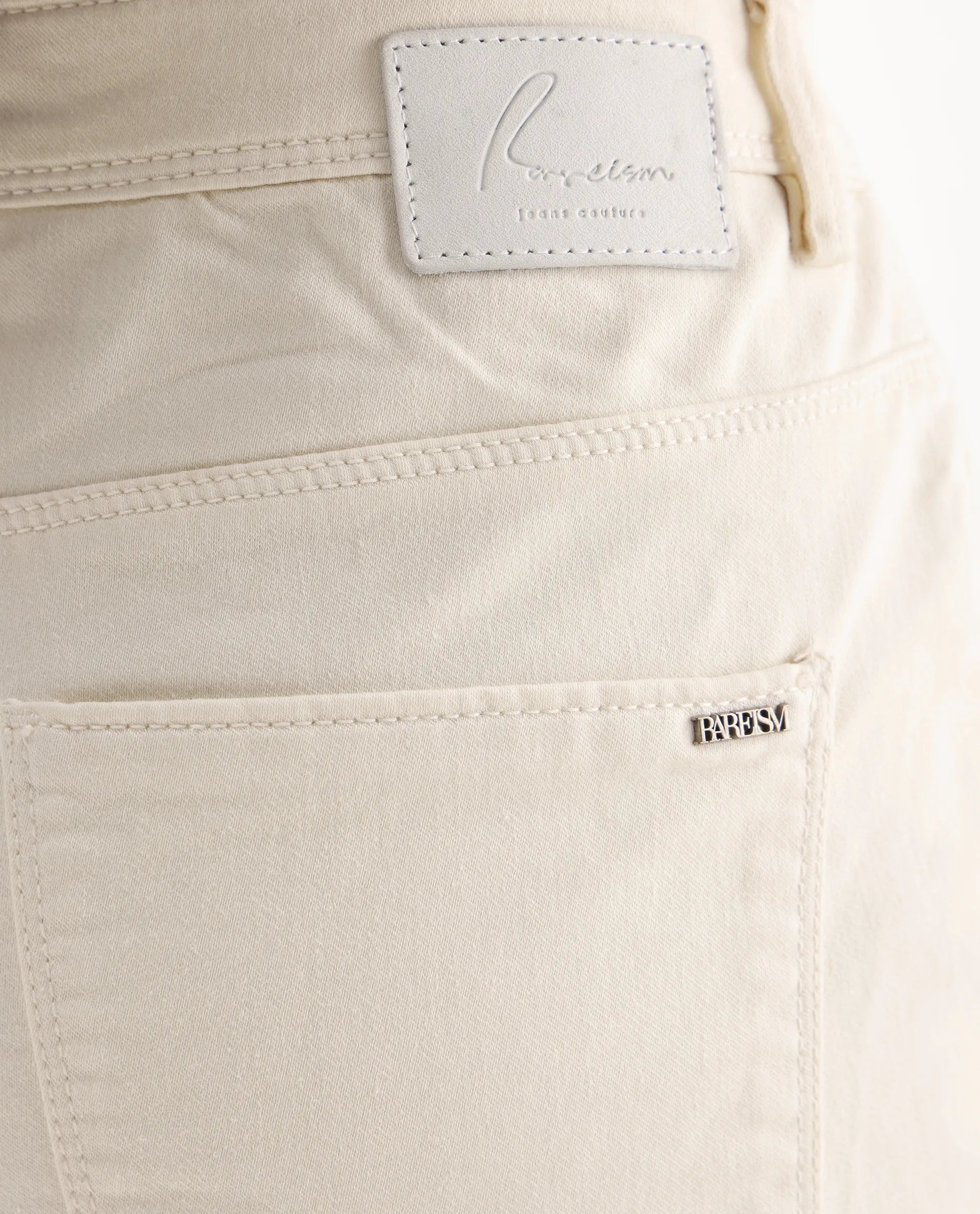 Rareism Women's Kocho Offwhite Cotton Blend Plain Ankle Length Slim Fit Jeans