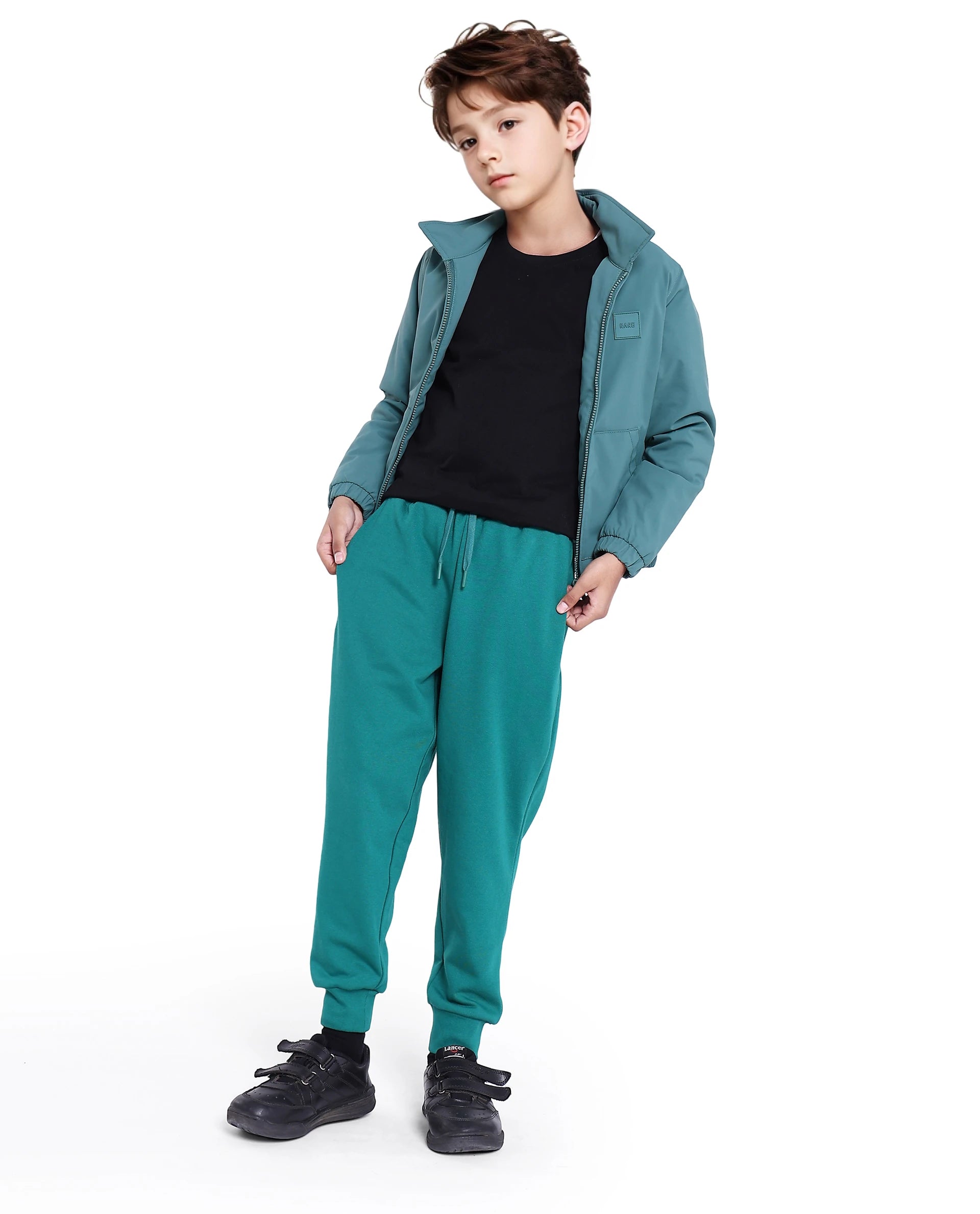 Rare Ones Kids Kolt Green Cotton Poly Solid Trackpant