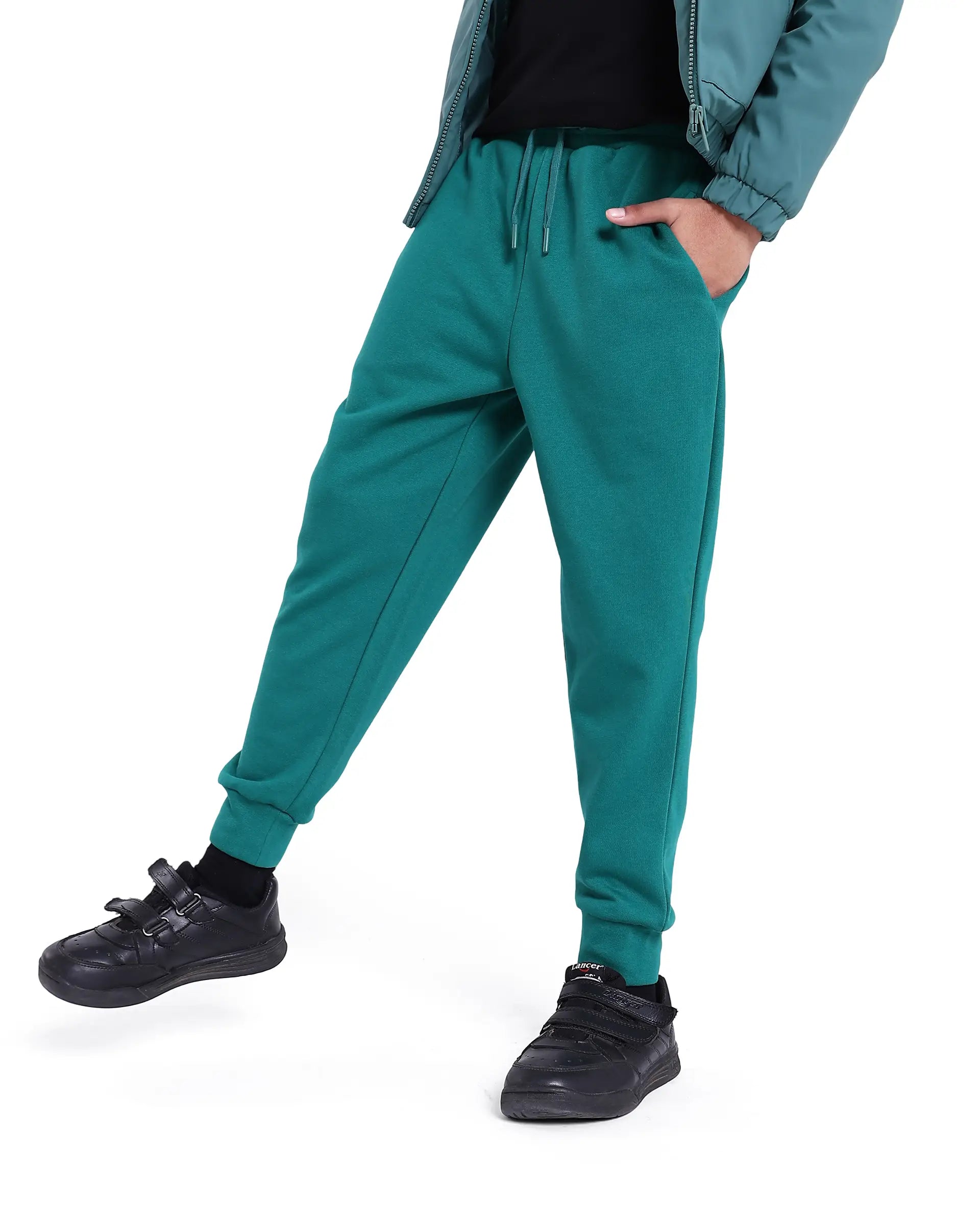 Rare Ones Kids Kolt Green Cotton Poly Solid Trackpant