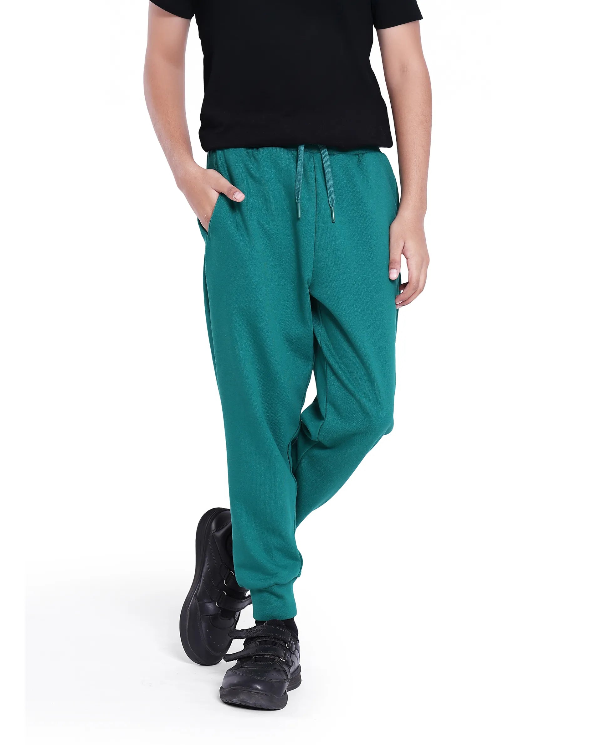 Rare Ones Kids Kolt Green Cotton Poly Solid Trackpant